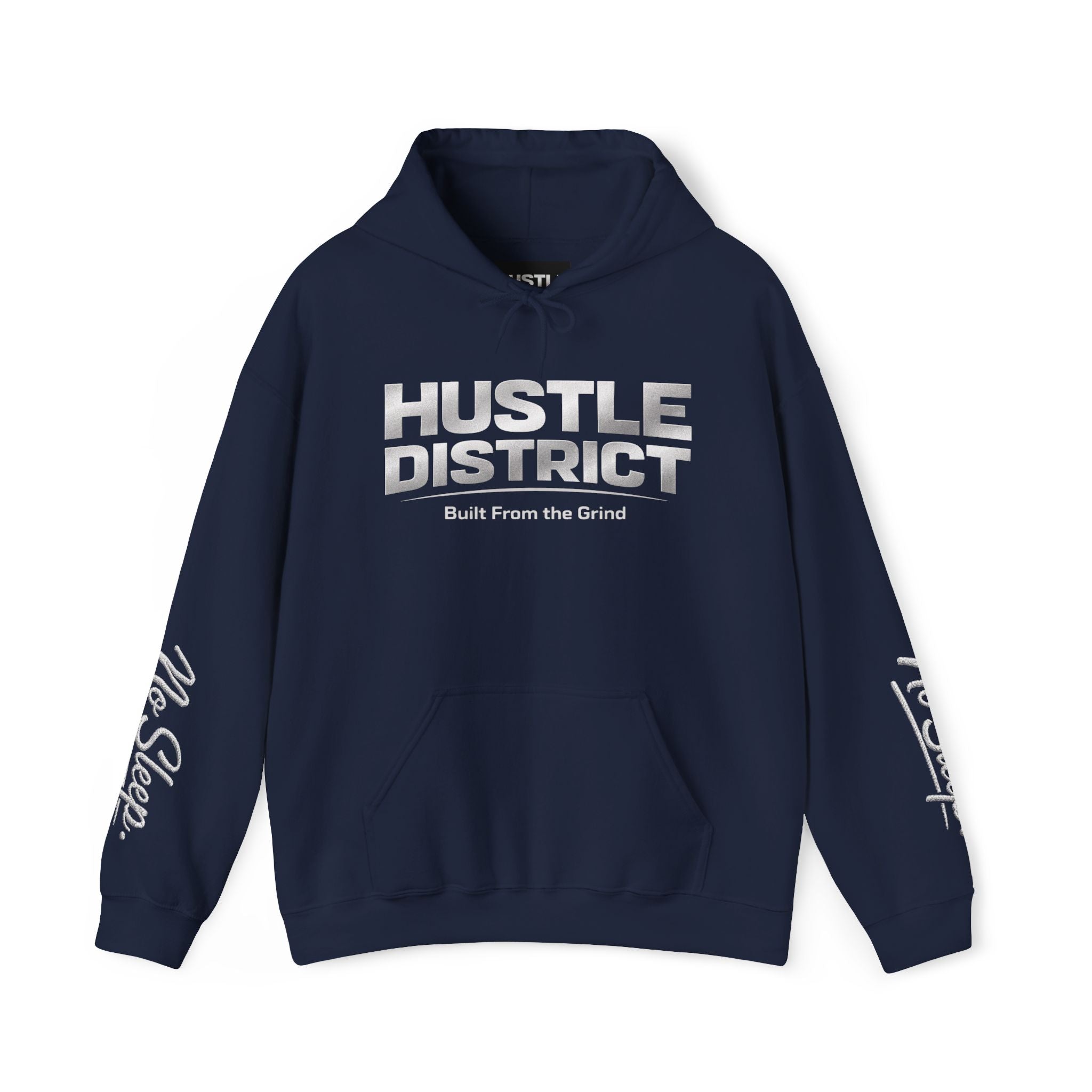 Hoodie — "HUSTLE DISTRICT" No Sleep Graphic Pullover