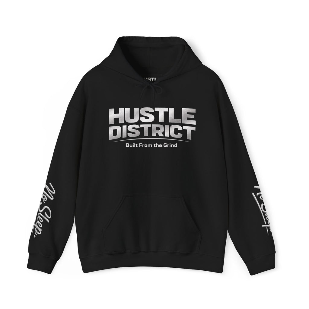 Hoodie — "HUSTLE DISTRICT" No Sleep Graphic Pullover