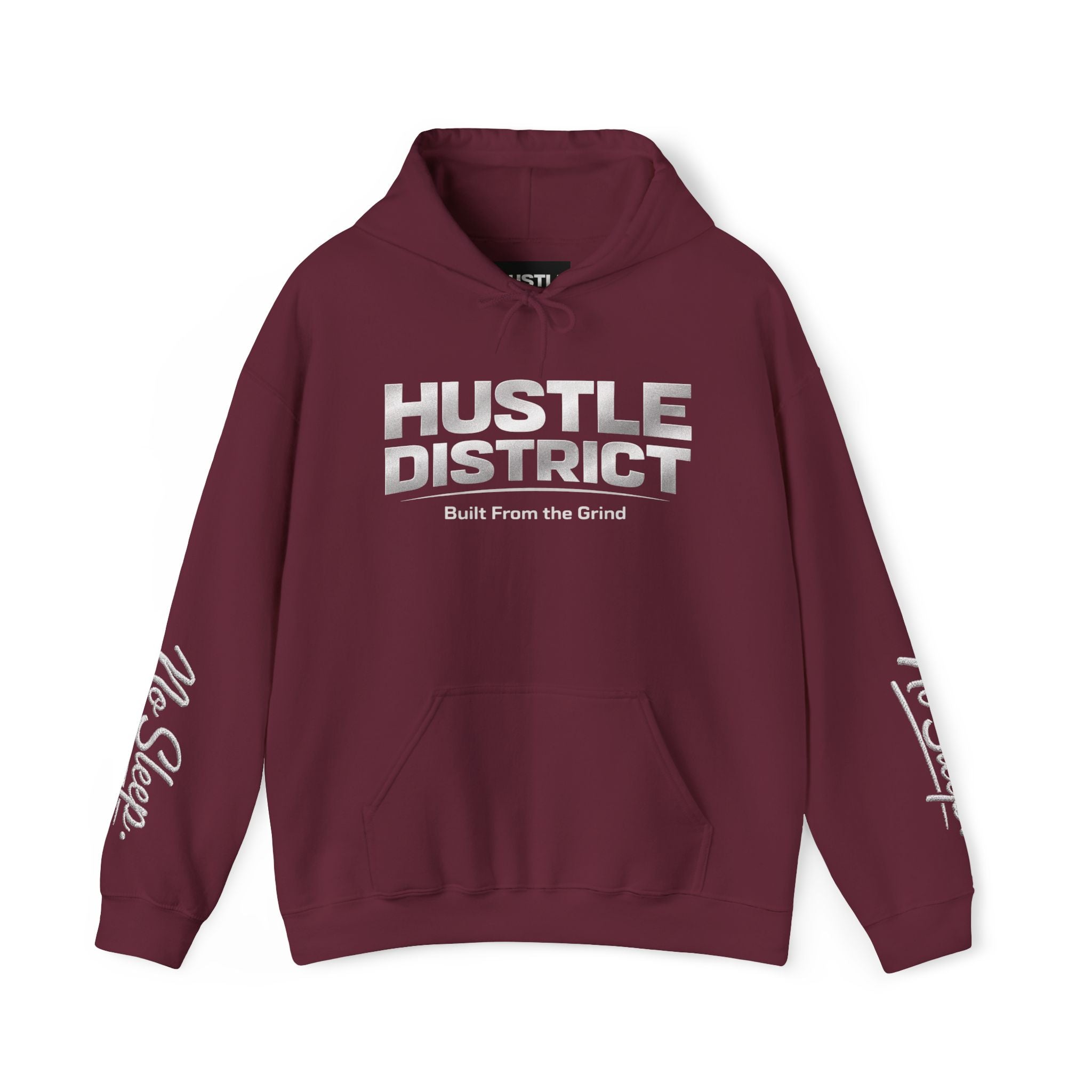 Hoodie — "HUSTLE DISTRICT" No Sleep Graphic Pullover