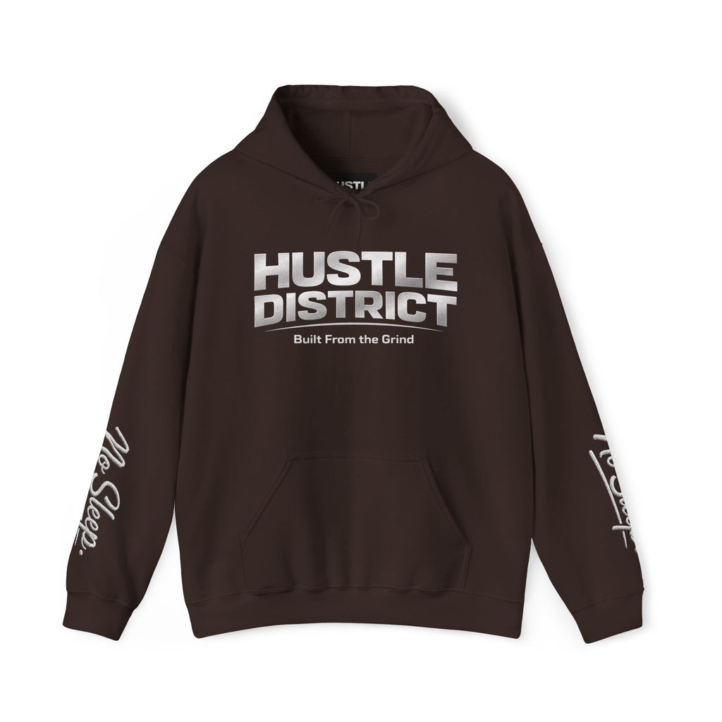 Hoodie — "HUSTLE DISTRICT" No Sleep Graphic Pullover