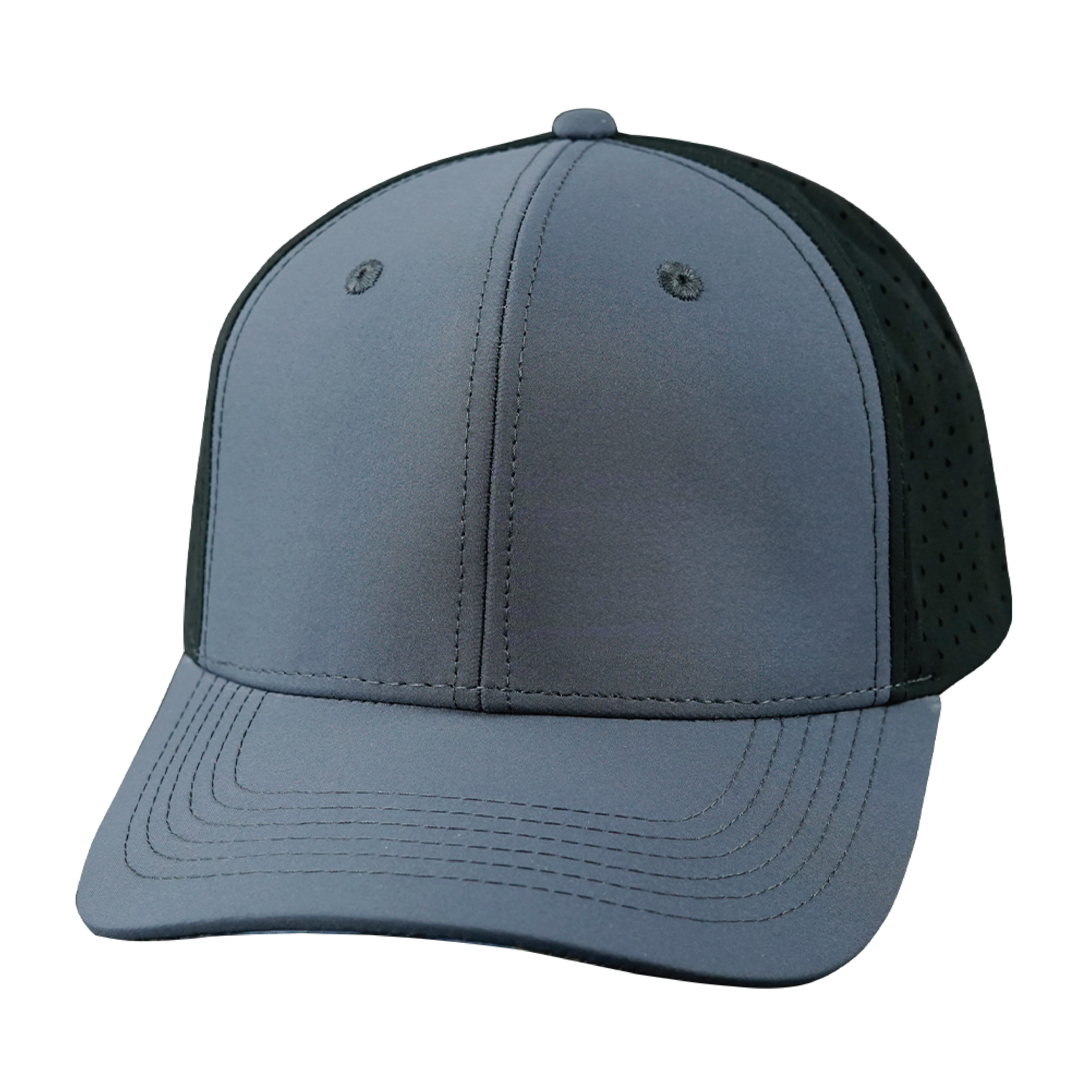 Blank - 6 Panel - Charcoal / Black (Unisex) - Laser Mesh