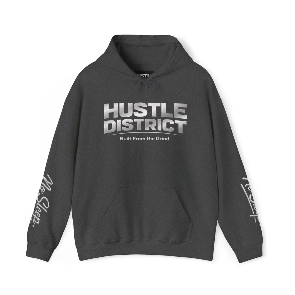 Hoodie — "HUSTLE DISTRICT" No Sleep Graphic Pullover