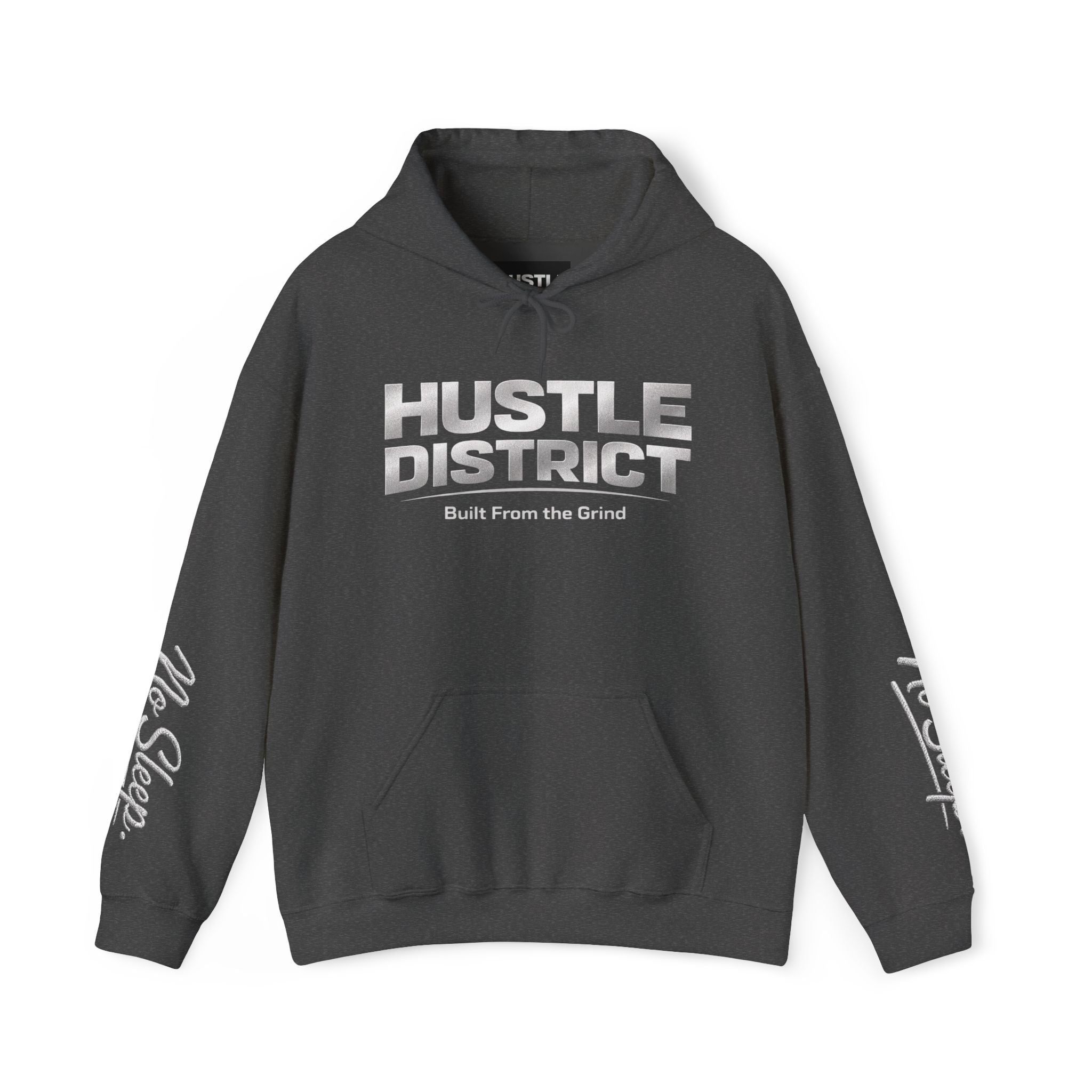 Hoodie — "HUSTLE DISTRICT" No Sleep Graphic Pullover