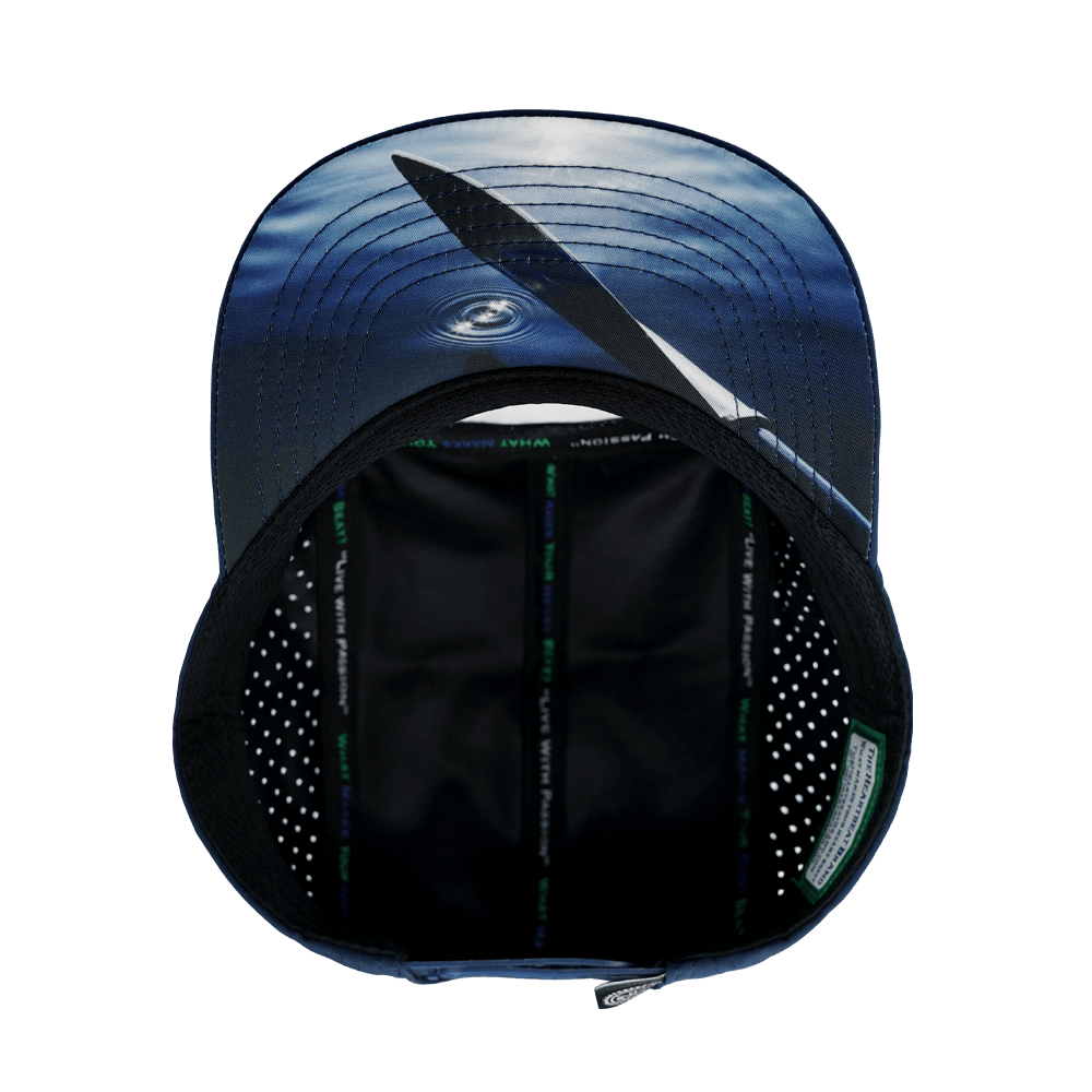 Paddle Board Hat - 5 Panel - Navy / White - Laser Mesh