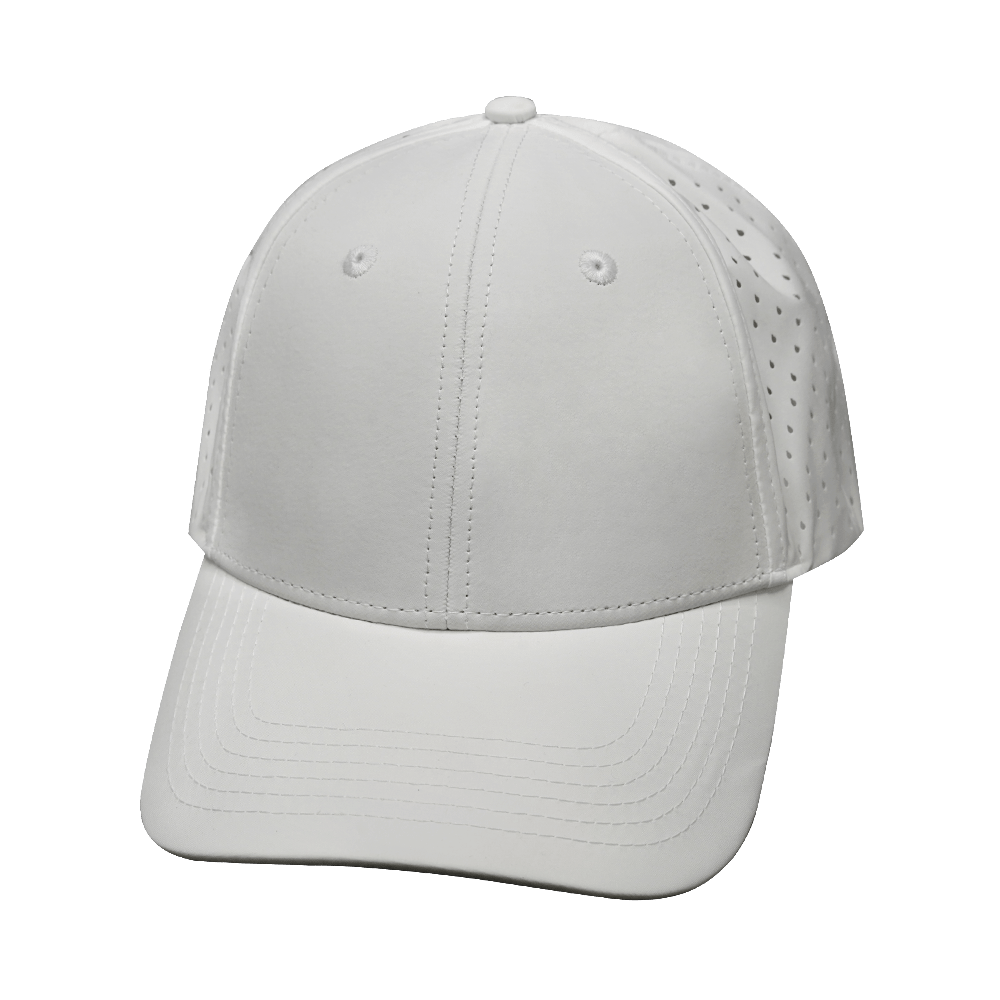 Blank - 6 Panel - Shallow Fit - Pony Tail - White (Unisex)- Laser Mesh