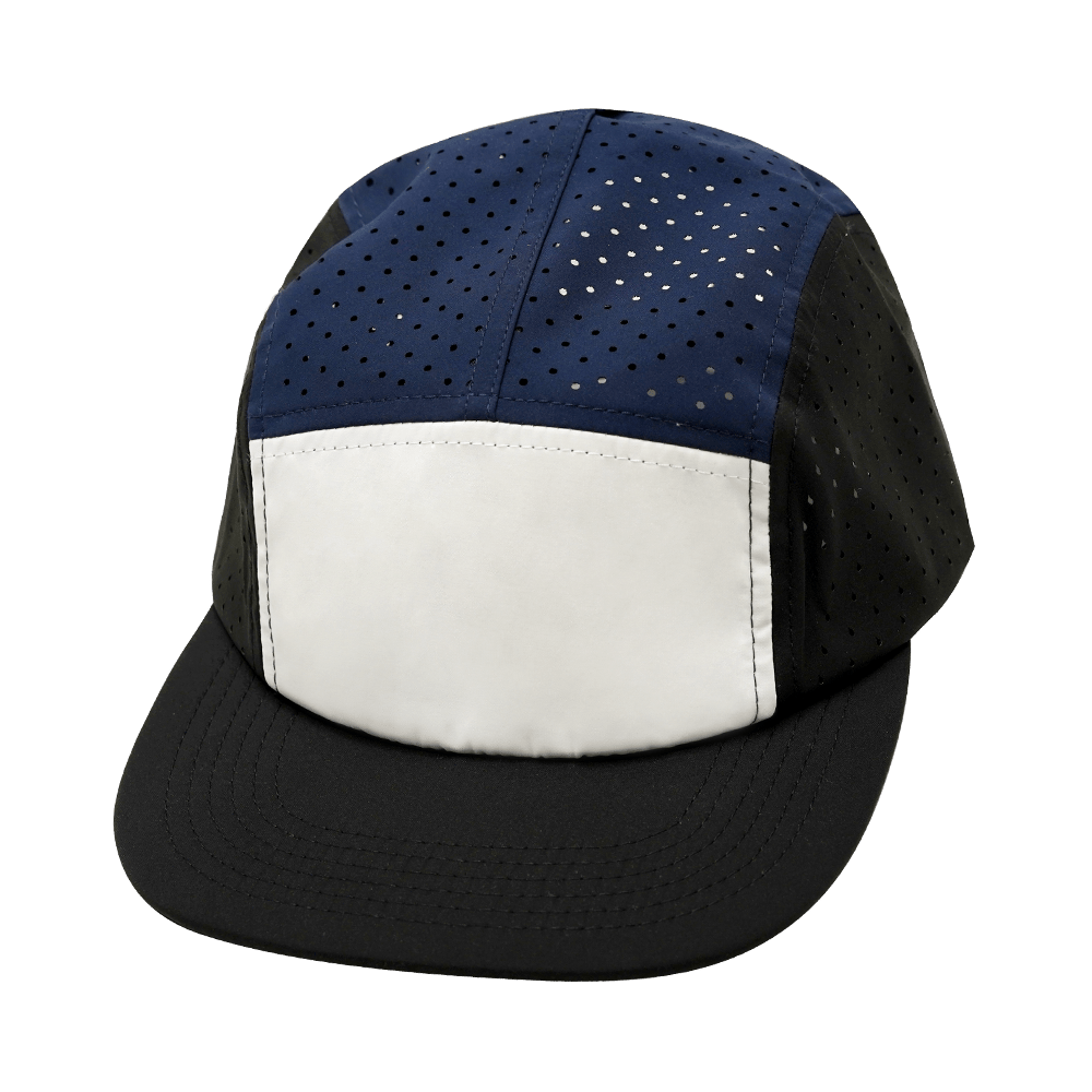 Blank - 5 Panel - Sporty - Unstructured - Pony Tail - Black / White / Navy (Unisex) - Laser Mesh