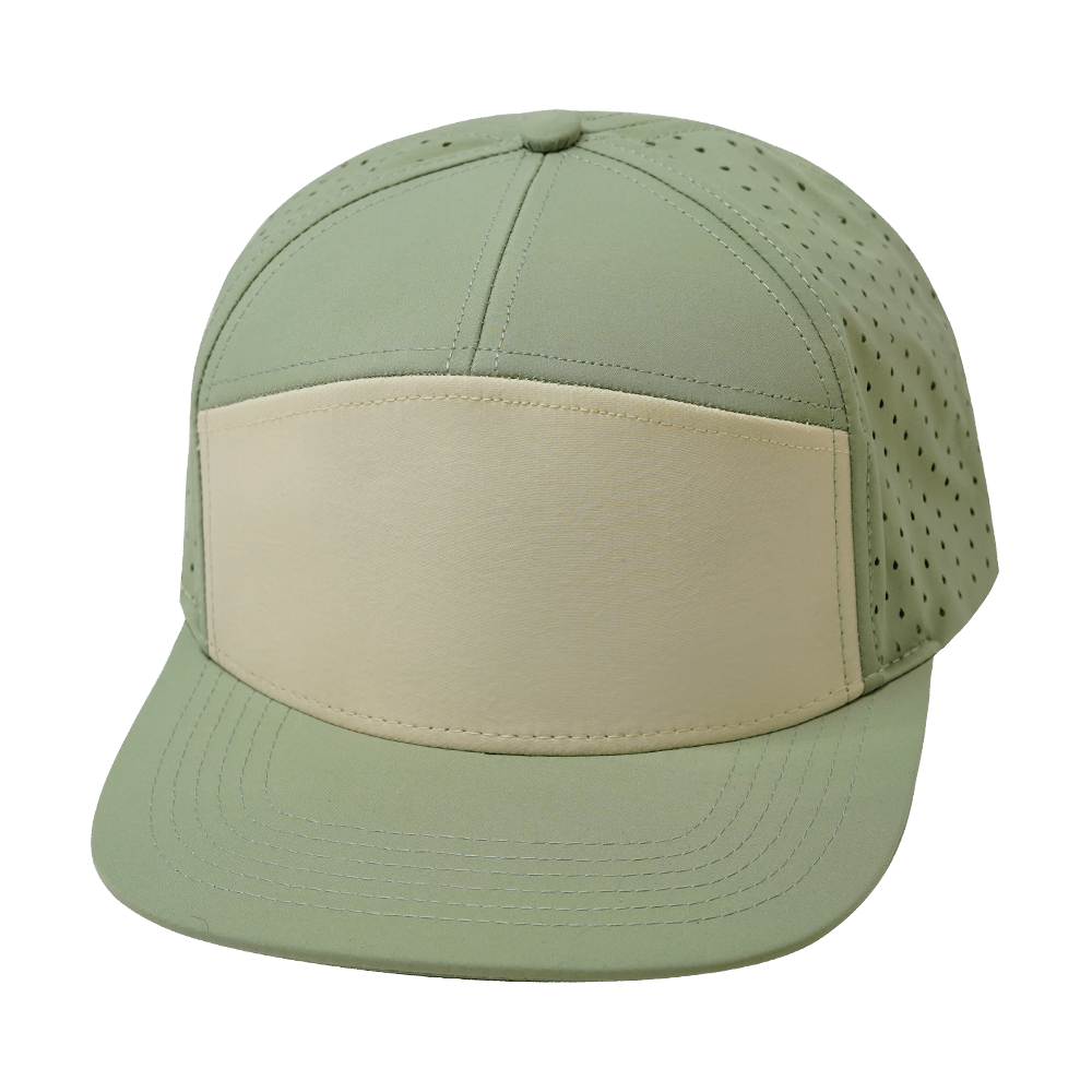 Blank - 7 Panel - Sage / Cream (Unisex) - Laser Mesh