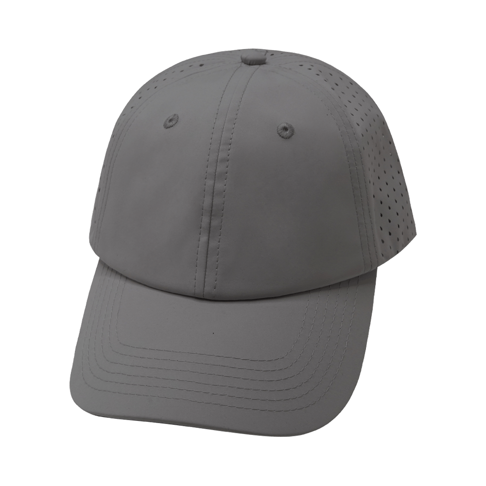Blank - 6 Panel - Unstructured - Relaxed Fit - Pony Tail - Gray (Unisex) - Laser Mesh