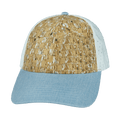 Blank - 6 Panel - Shallow Fit - Pony Tail - Cork - Baby Blue / White (Unisex) - Laser Mesh