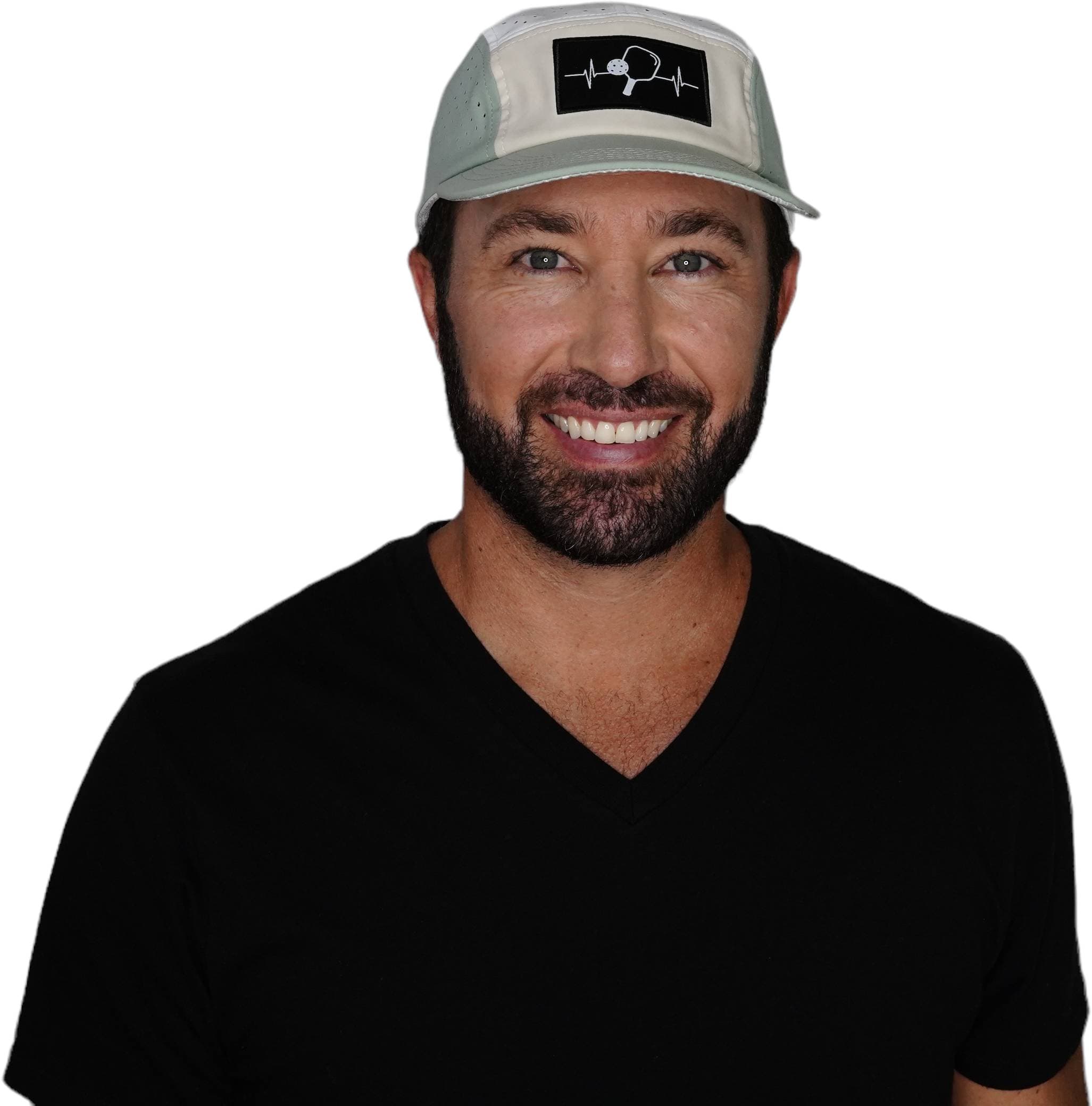 Pickleball Hat - 5 Panel - Sage / Cream / White - Laser Mesh