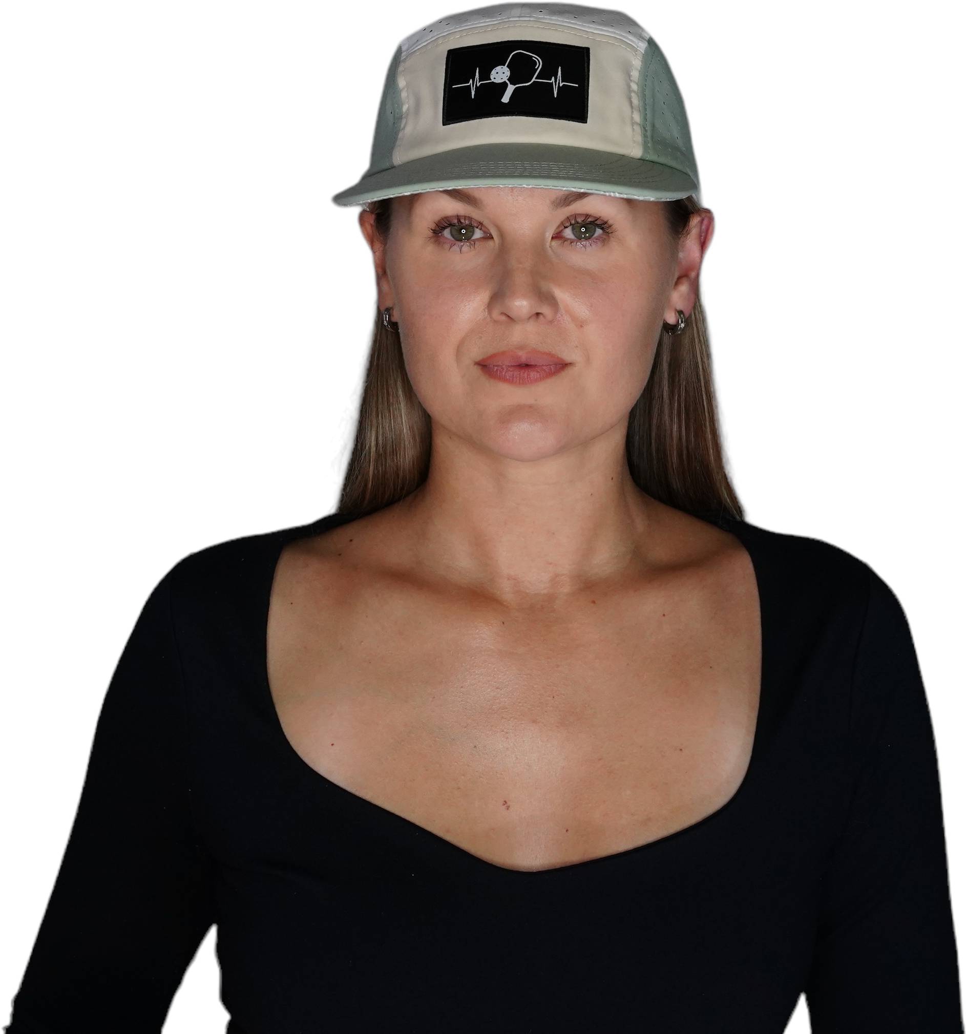 Pickleball Hat - 5 Panel - Sage / Cream / White - Laser Mesh