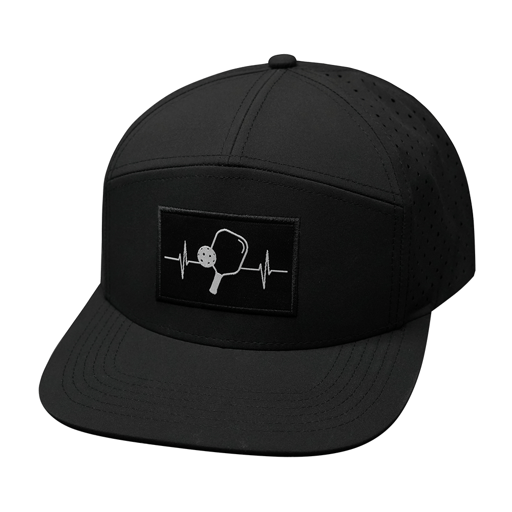 Pickleball Hat - Flat Bill  - Black - Laser Mesh