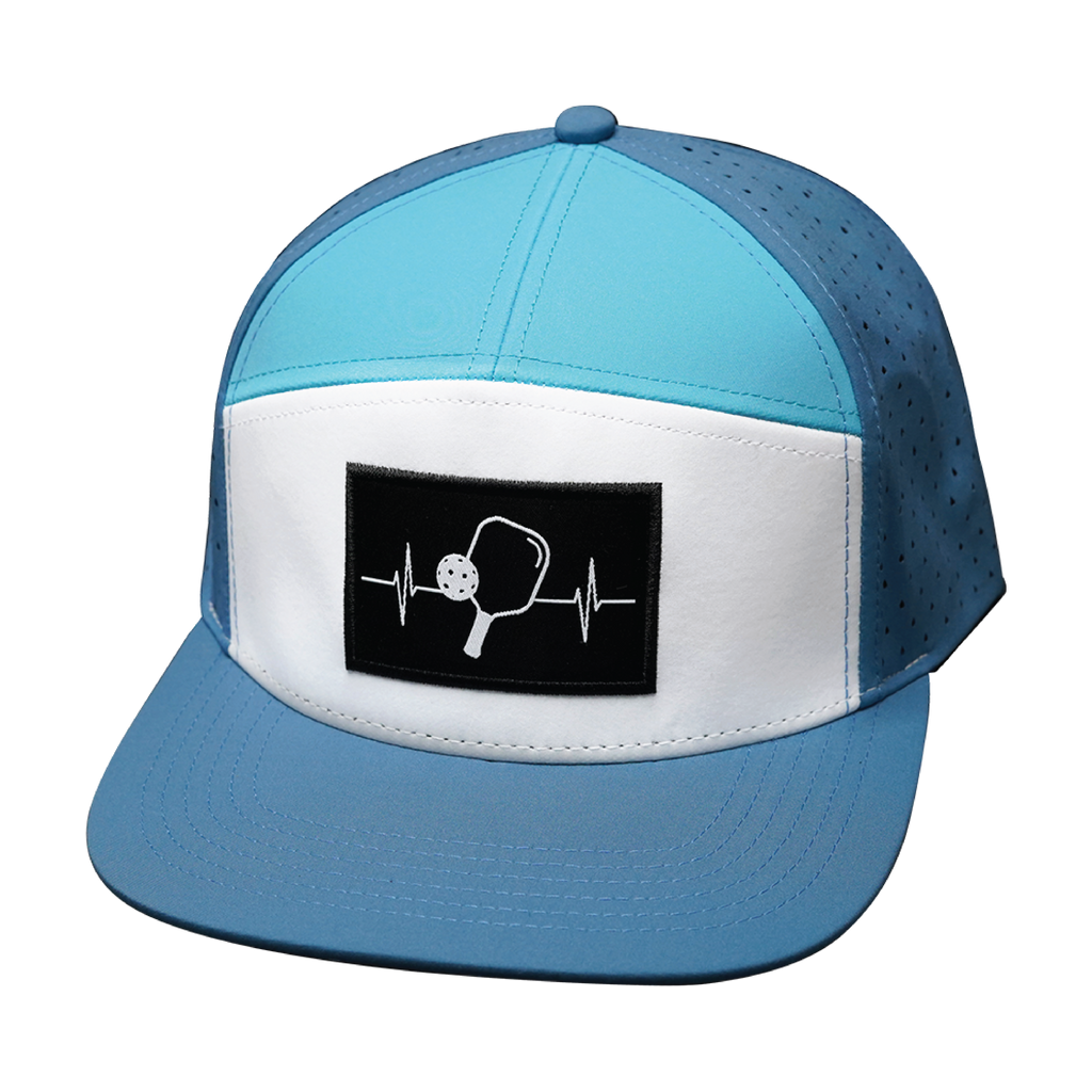 Pickleball Hat - Flat Bill - Light Blue / White / Aqua - Laser Mesh