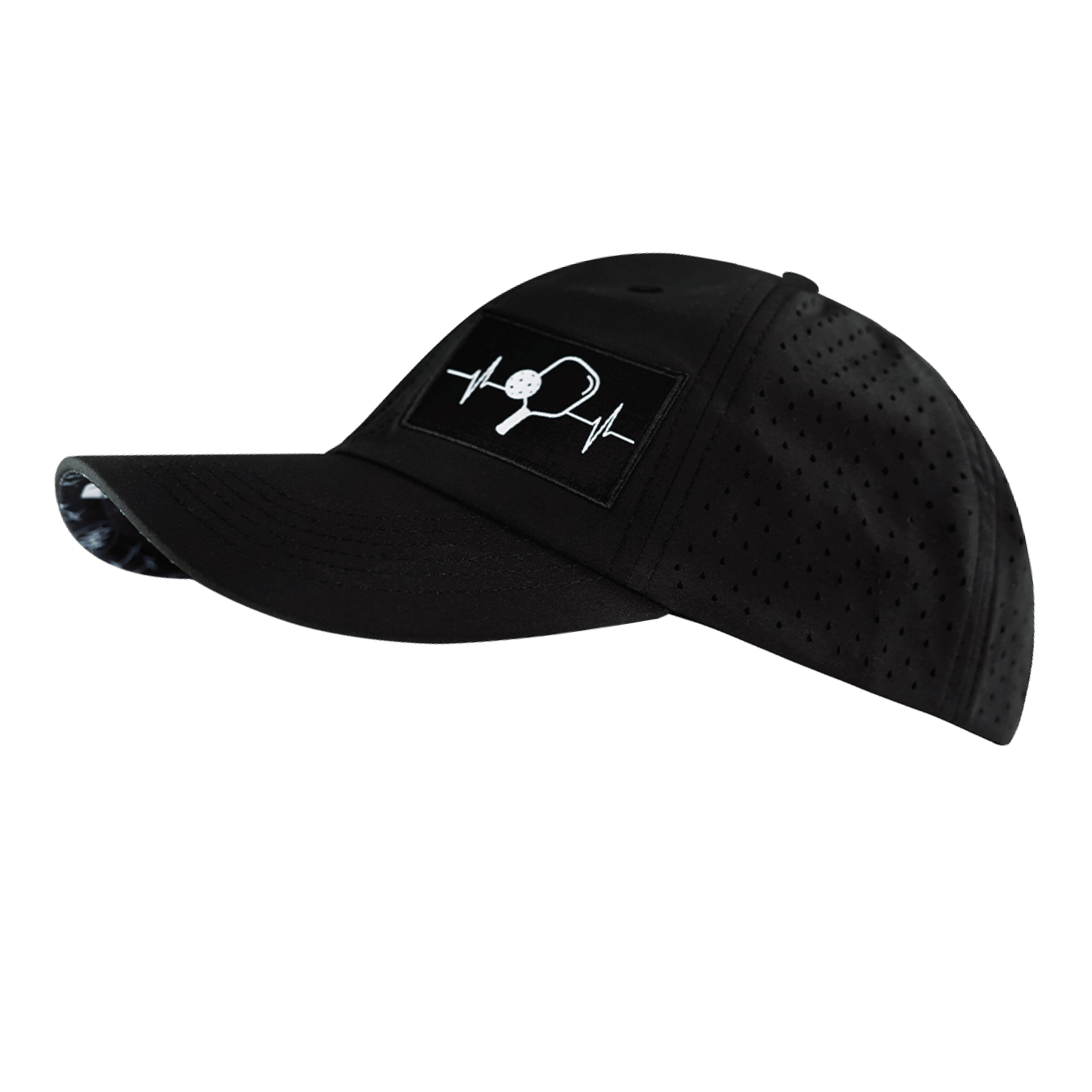 Pickleball Hat - Dad Hat - Black - Laser Mesh