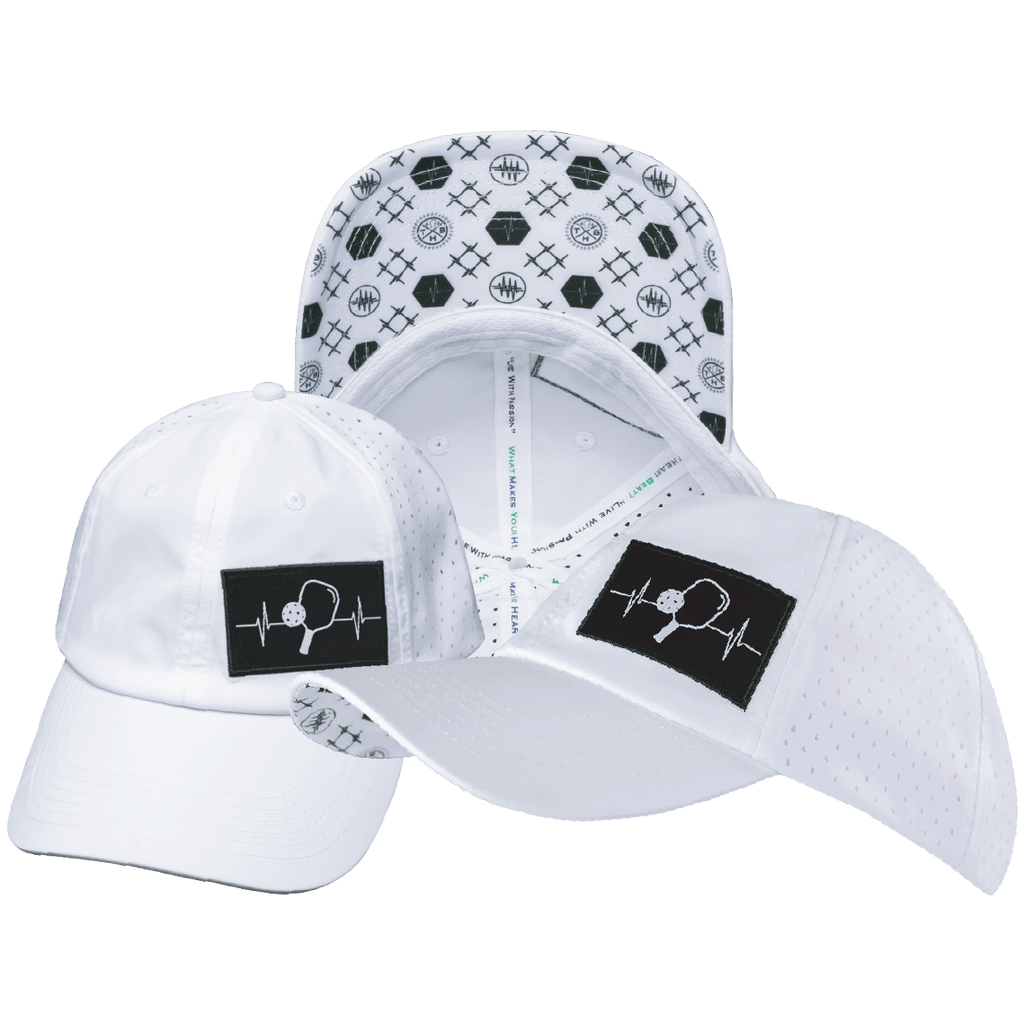 Pickleball Hat - Dad Hat - White - Laser Mesh