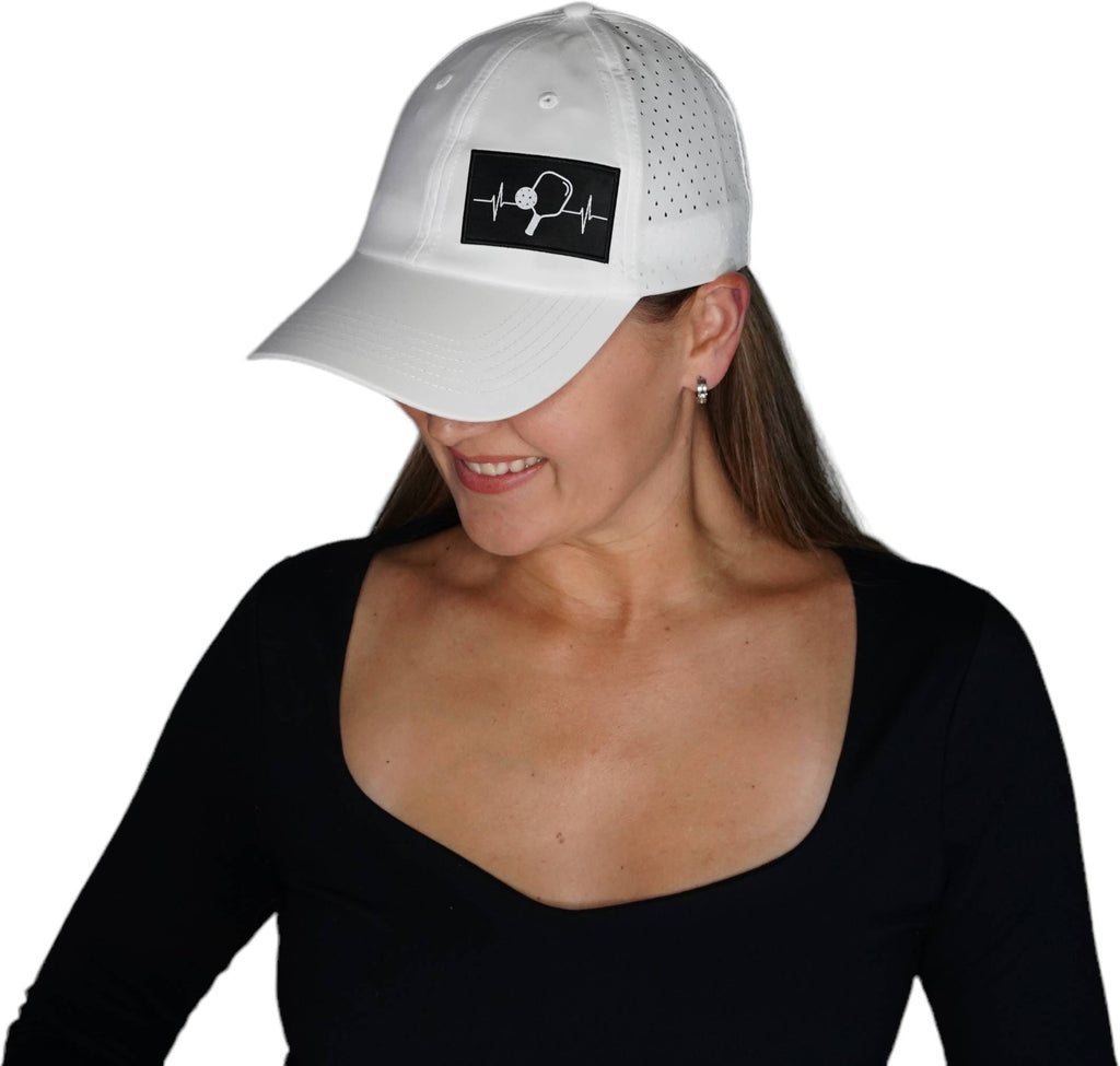 Pickleball Hat - Dad Hat - White - Laser Mesh