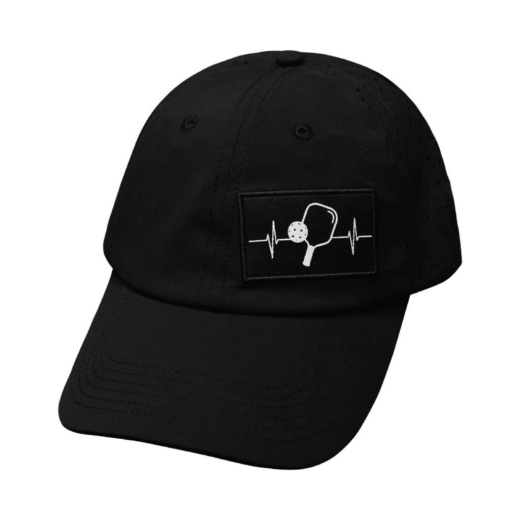 Pickleball Hat - Dad Hat - Black - Laser Mesh