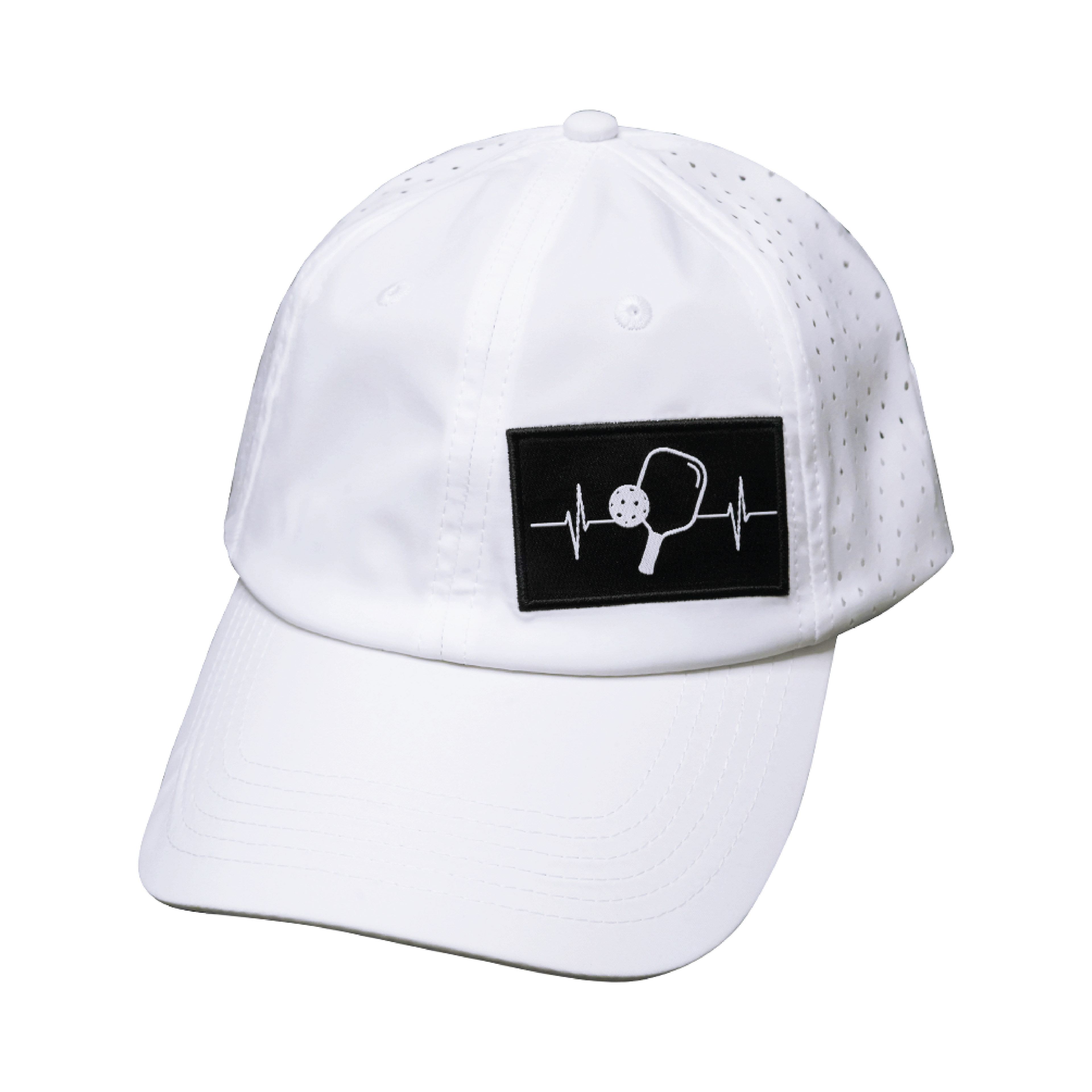Pickleball Hat - Dad Hat - White - Laser Mesh