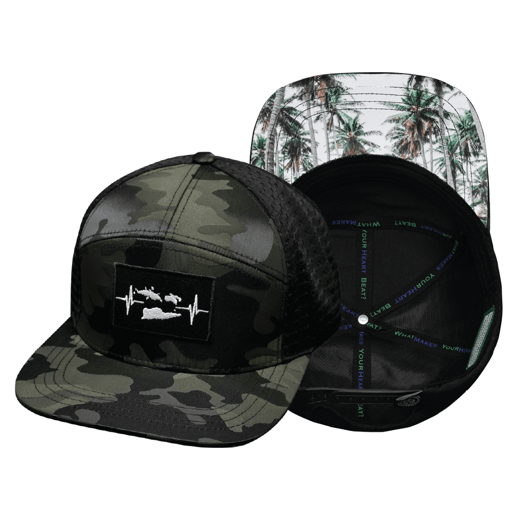 Virgin Islands Hat - Flat Bill - Green Camo / Black - Jersey Mesh