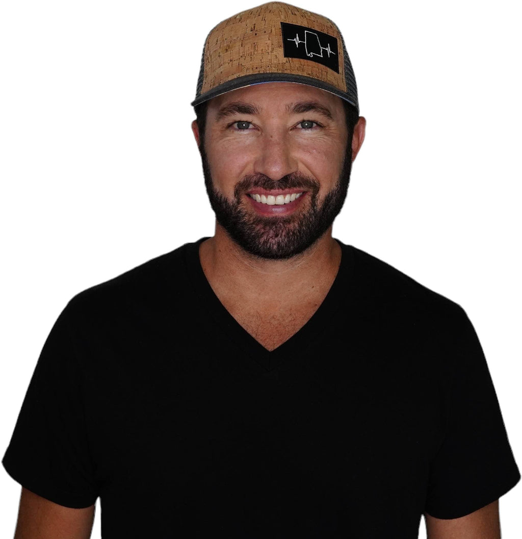 Alabama Hat - Baseball Hat Fit - Cork - Charcoal - Trucker Mesh