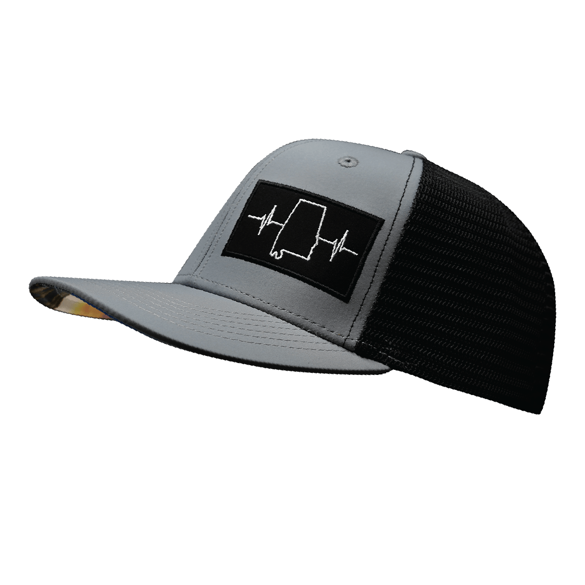 Alabama Hat - Baseball Hat Fit - Gray / Black - Trucker Mesh