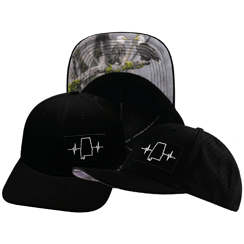 Alabama Hat - Baseball Hat Fit - Black - Laser Mesh