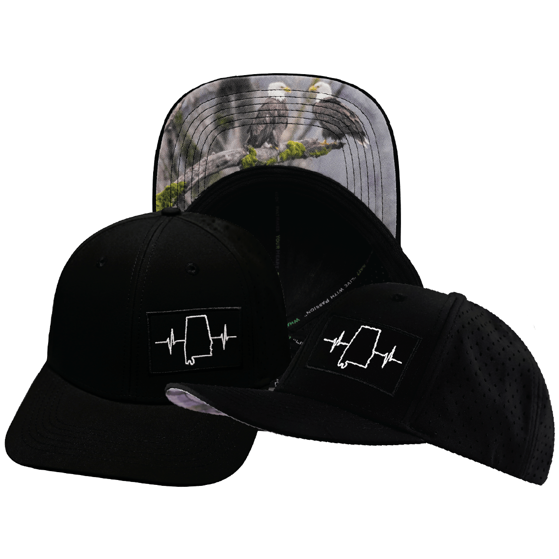 Alabama Hat - Baseball Hat Fit - Black - Laser Mesh