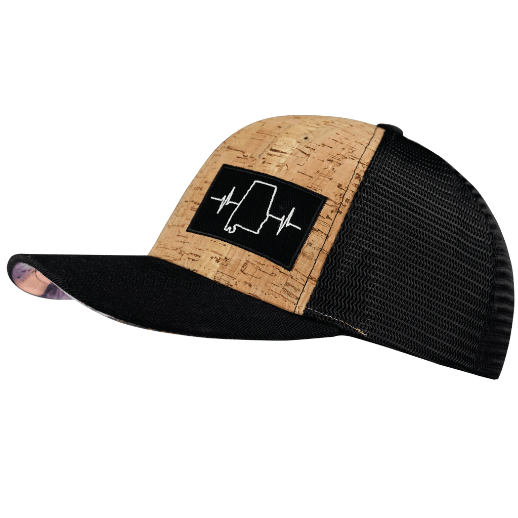 Alabama Hat - Baseball Hat Fit - Cork - Black - Trucker Mesh
