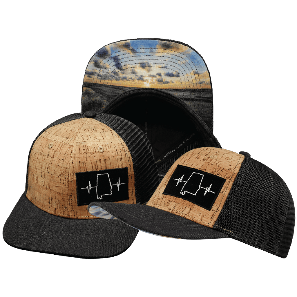 Alabama Hat - Baseball Hat Fit - Cork - Charcoal - Trucker Mesh