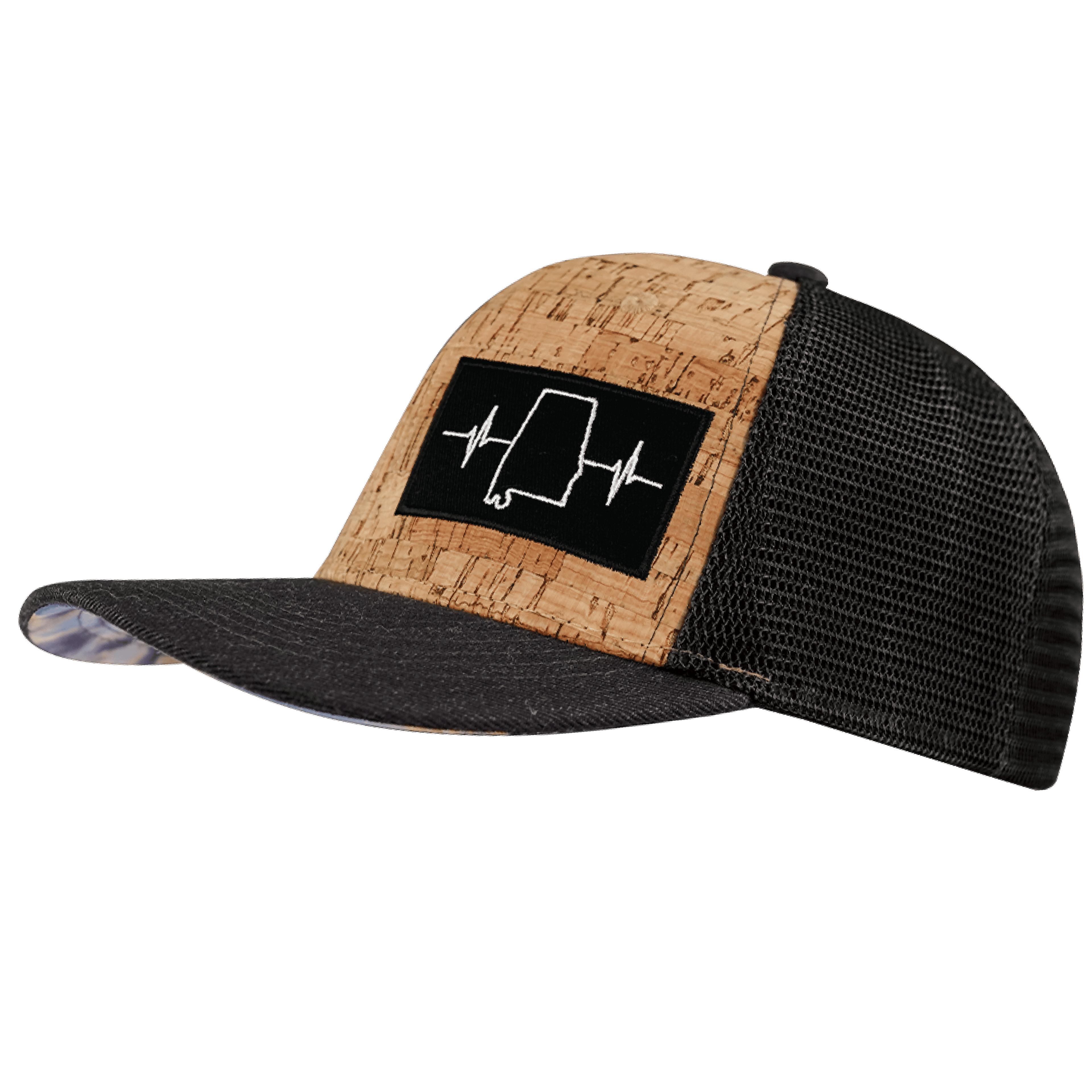 Alabama Hat - Baseball Hat Fit - Cork - Charcoal - Trucker Mesh