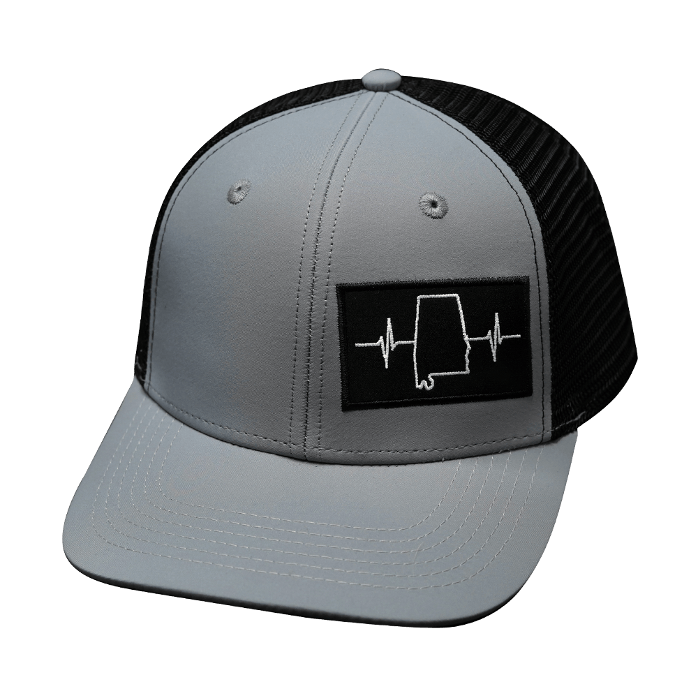 Alabama Hat - Baseball Hat Fit - Gray / Black - Trucker Mesh