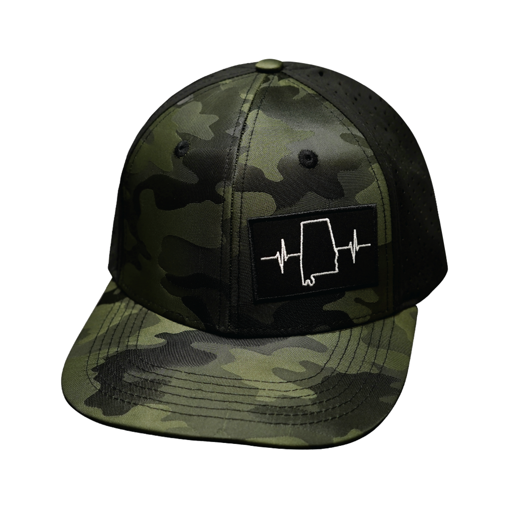 Alabama Hat - Baseball Hat Fit - Green Camo / Black - Laser Mesh
