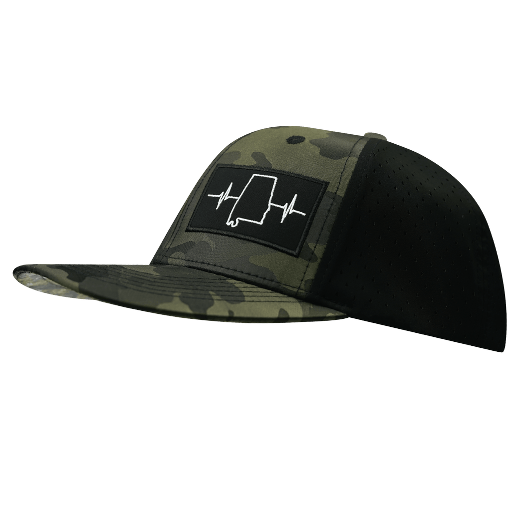 Alabama Hat - Baseball Hat Fit - Green Camo / Black - Laser Mesh