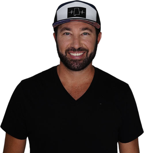 Alabama Hat - Flat Bill - Black / White / Navy - Laser Mesh