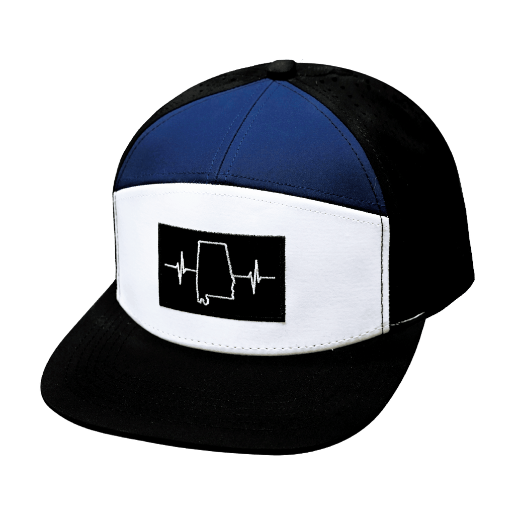Alabama Hat - Flat Bill - Black / White / Navy - Laser Mesh