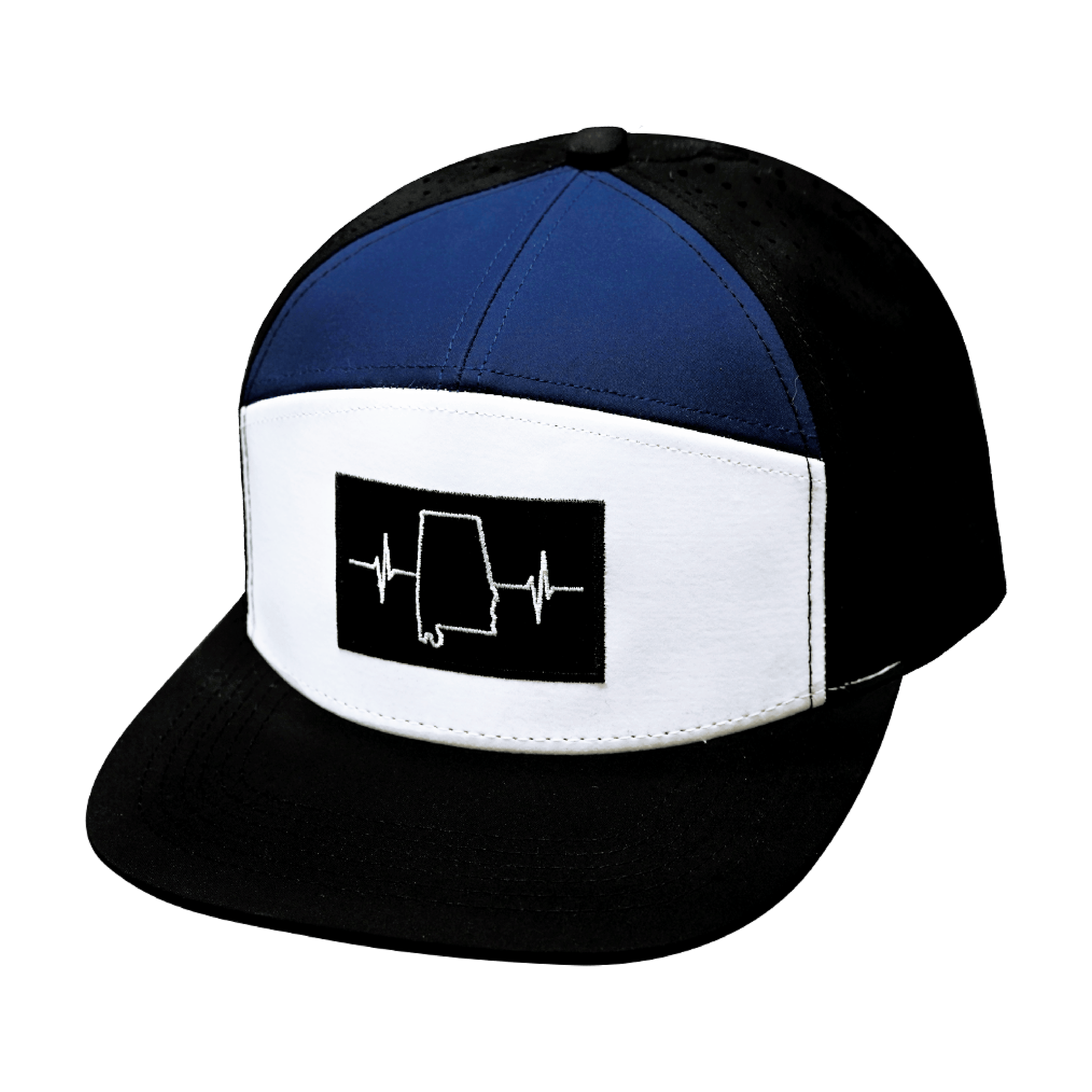 Alabama Hat - Flat Bill - Black / White / Navy - Laser Mesh