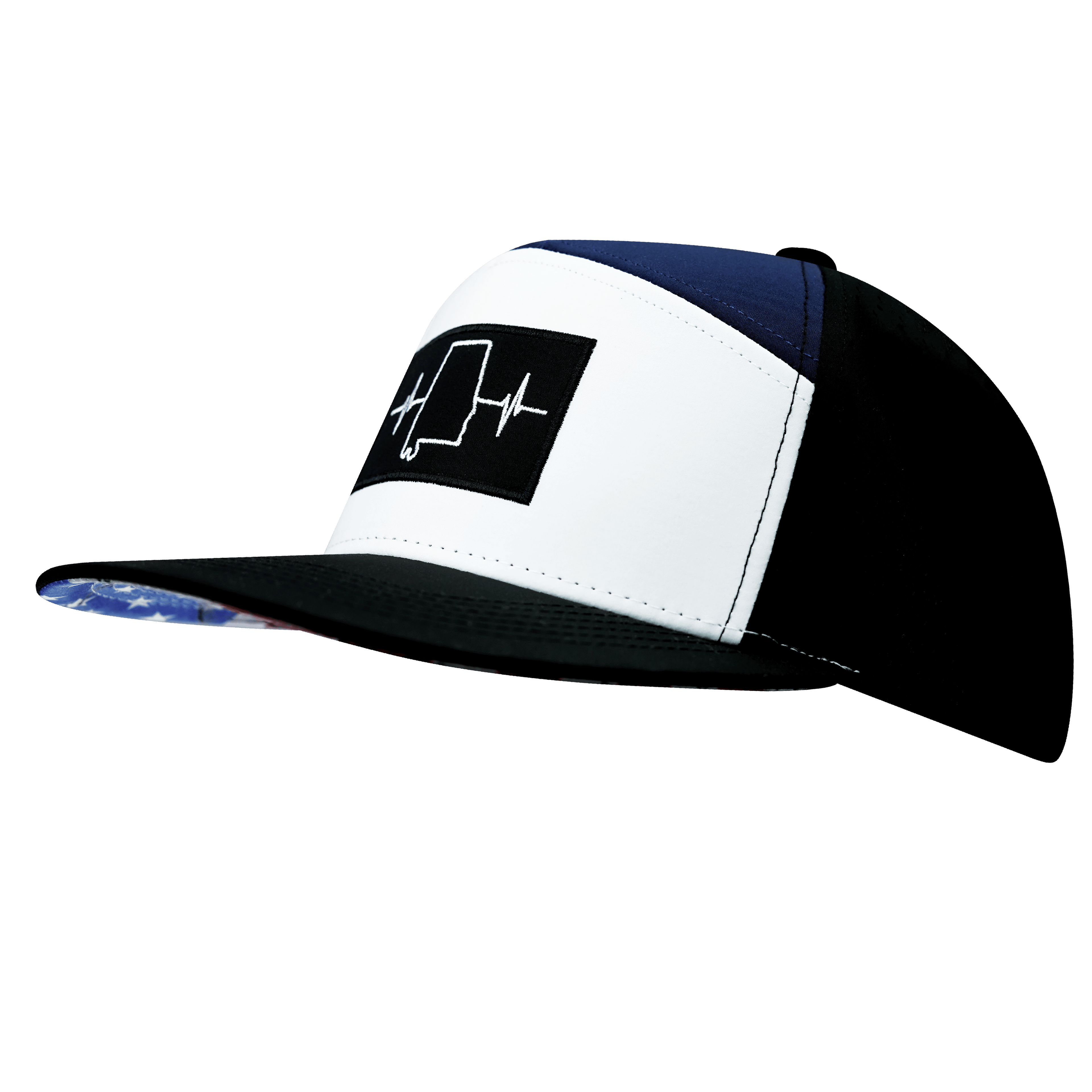 Alabama Hat - Flat Bill - Black / White / Navy - Laser Mesh