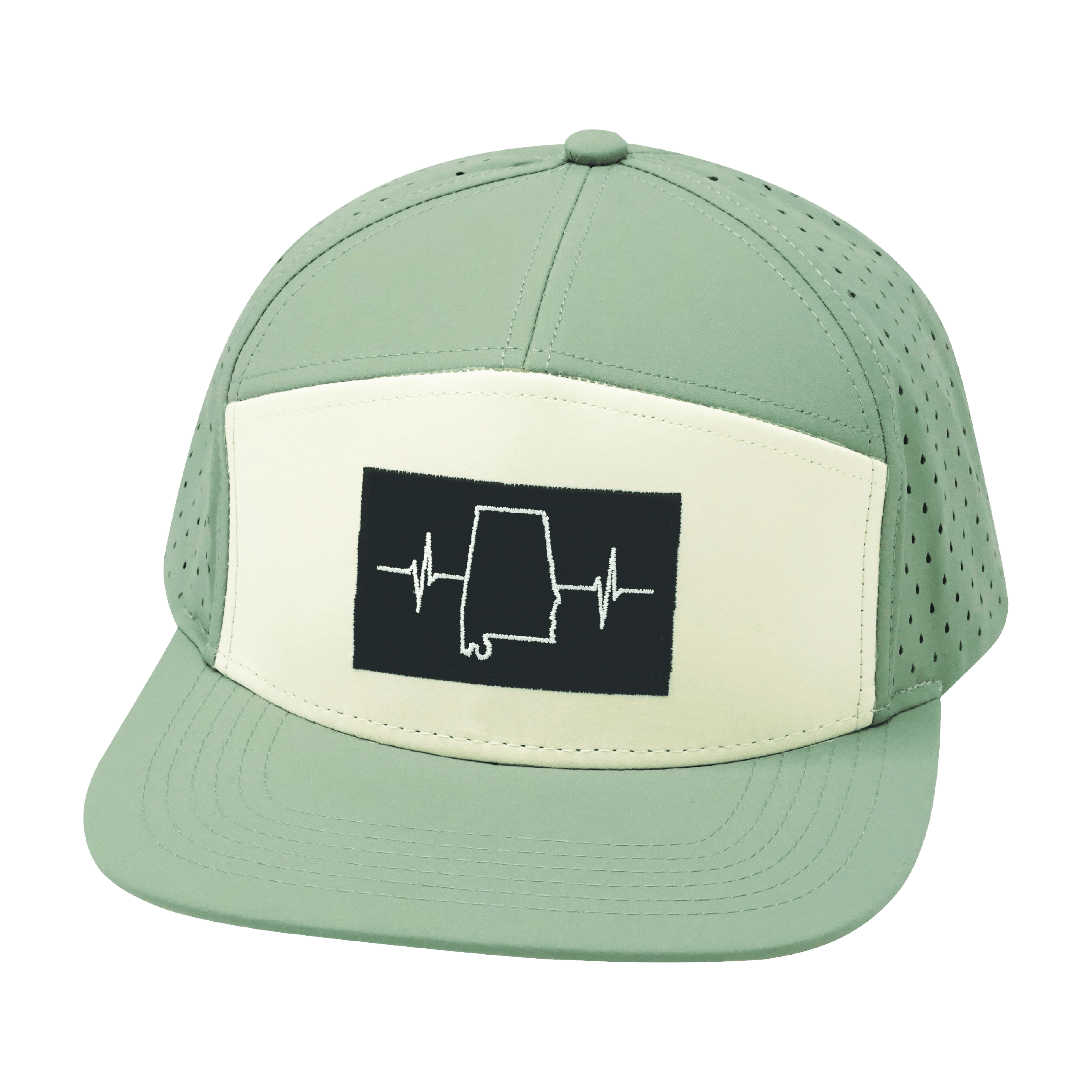 Alabama Hat - Flat Bill - Sage / Cream - Laser Mesh