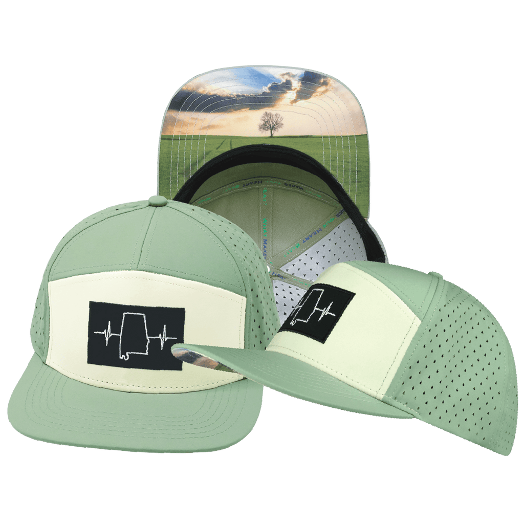 Alabama Hat - Flat Bill - Sage / Cream - Laser Mesh