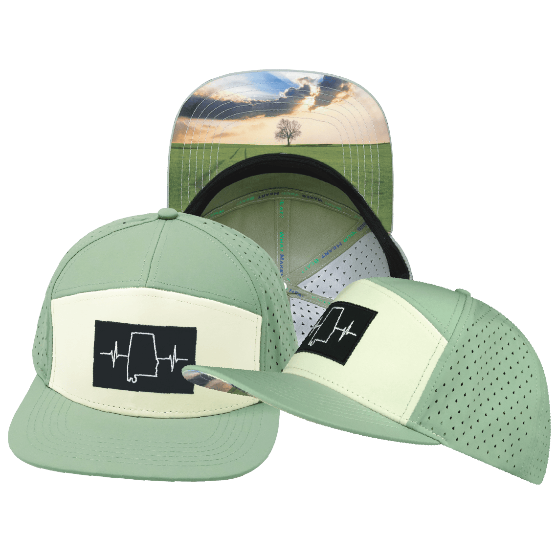 Alabama Hat - Flat Bill - Sage / Cream - Laser Mesh