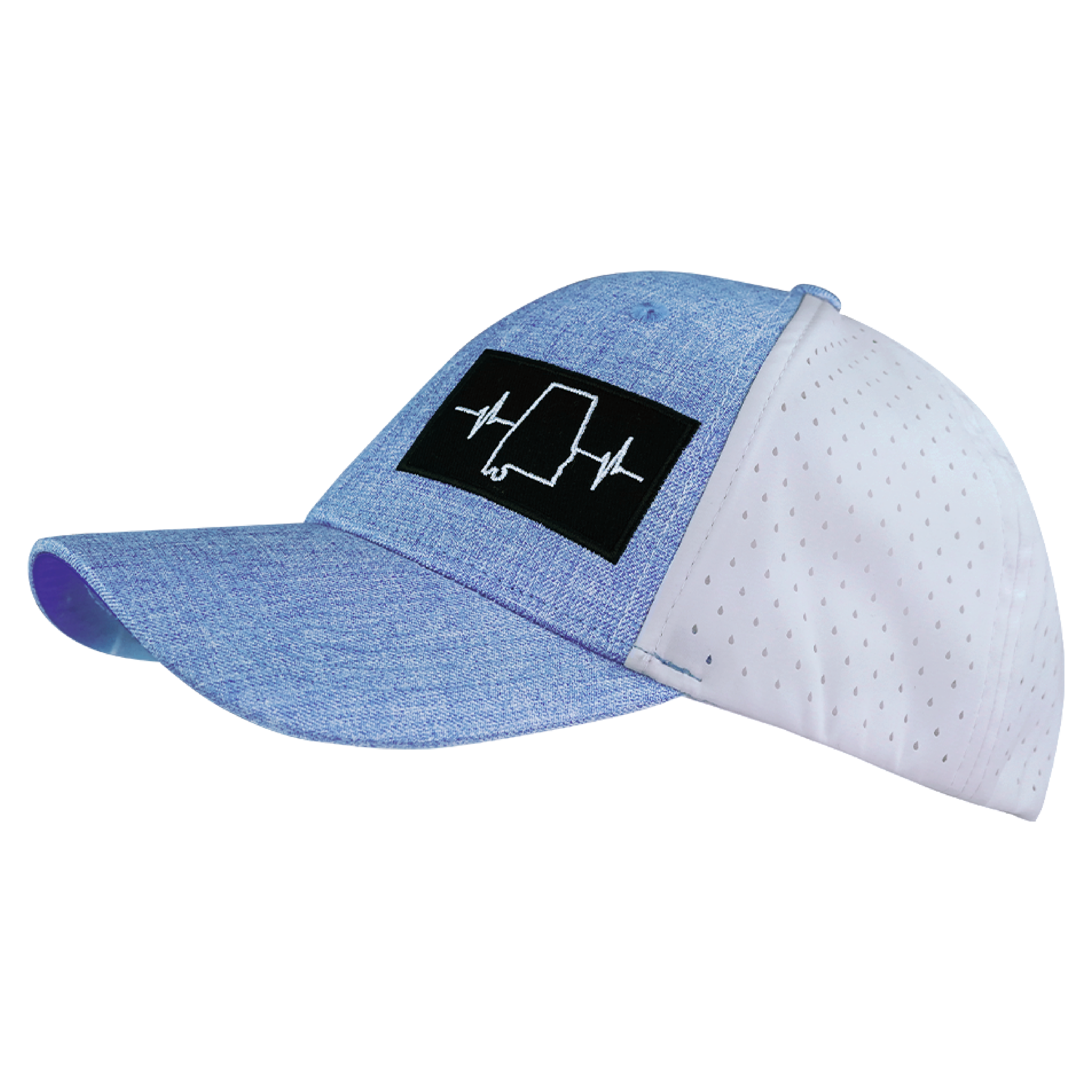 Alabama Hat - Low Profile - Ponytail - Light Blue / White - Laser Mesh