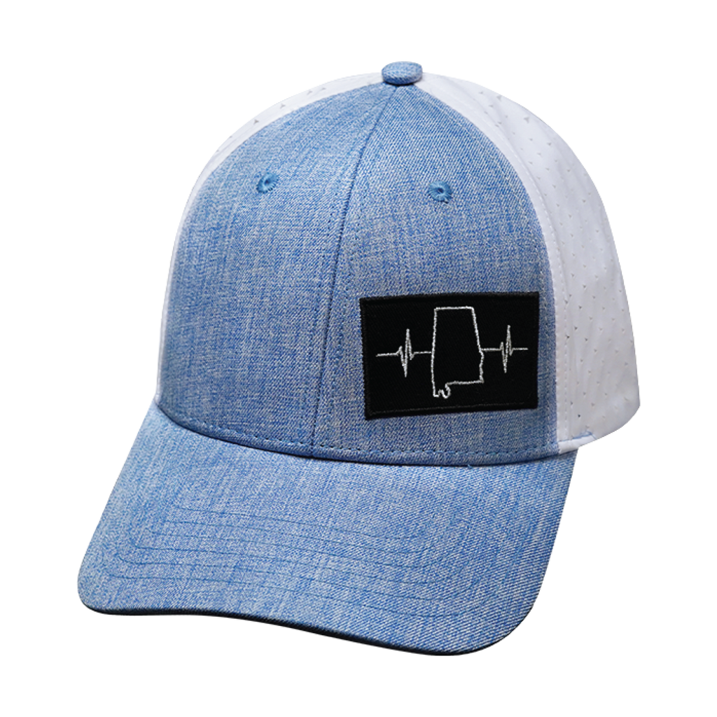 Alabama Hat - Low Profile - Ponytail - Light Blue / White - Laser Mesh