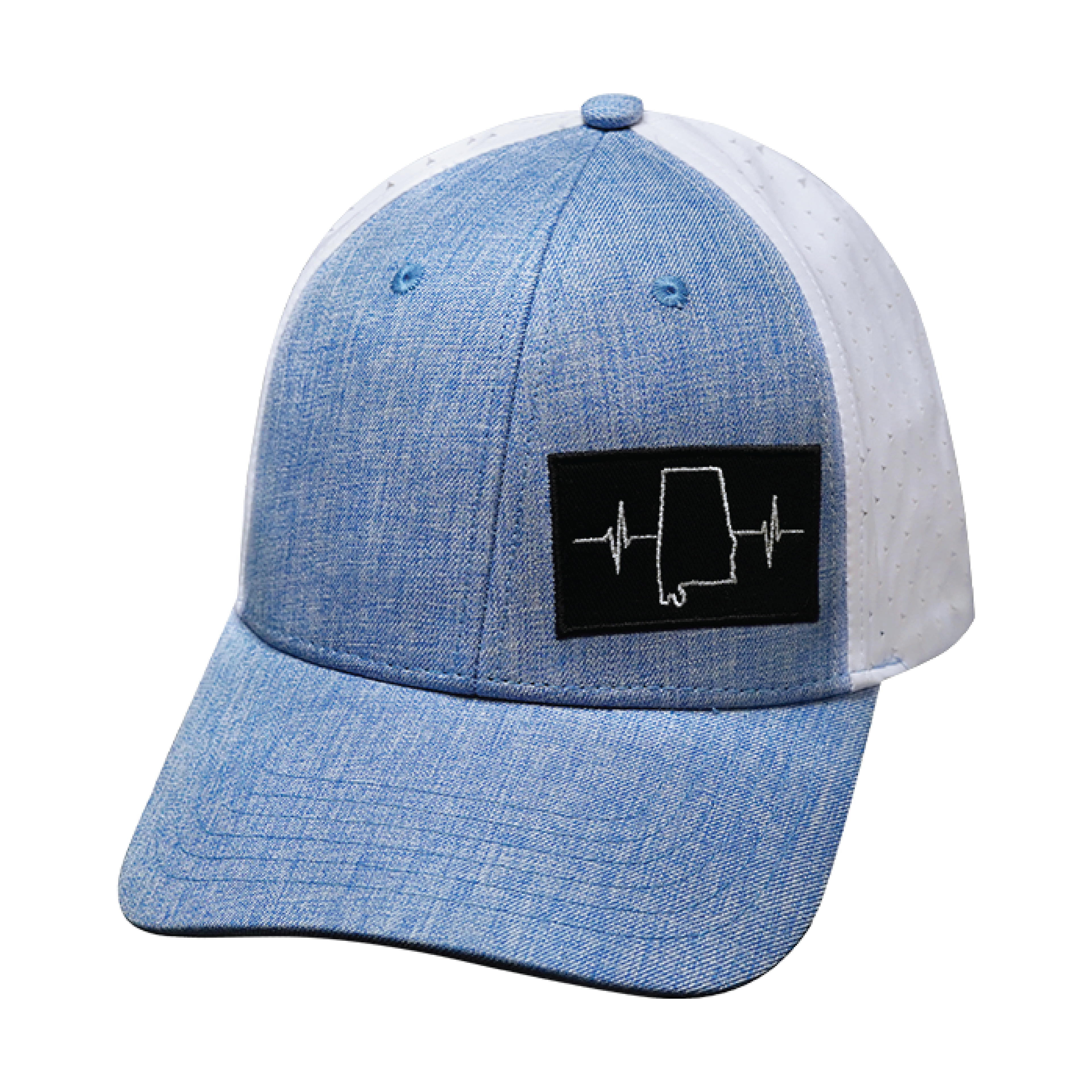 Alabama Hat - Low Profile - Ponytail - Light Blue / White - Laser Mesh