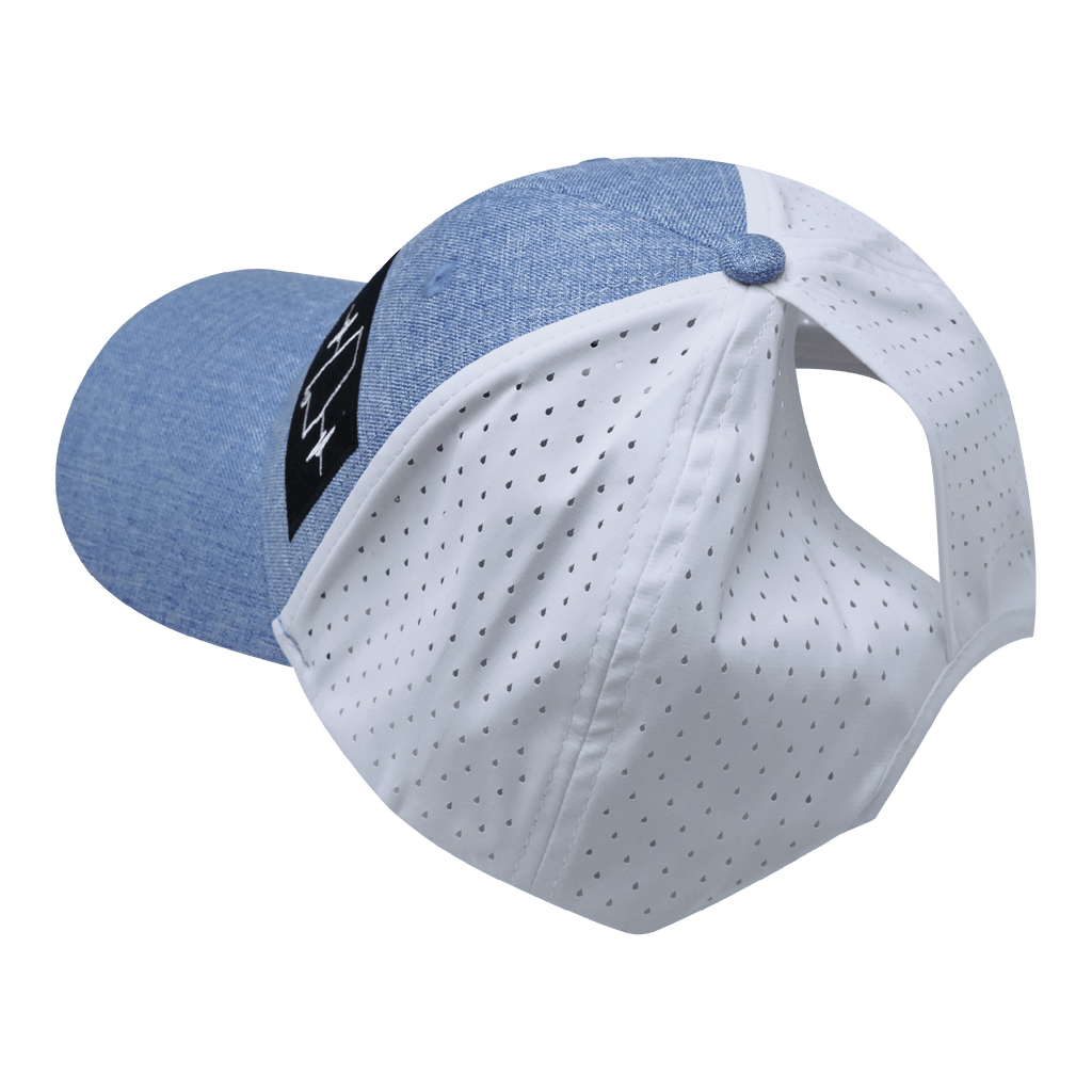 Alabama Hat - Low Profile - Ponytail - Light Blue / White - Laser Mesh