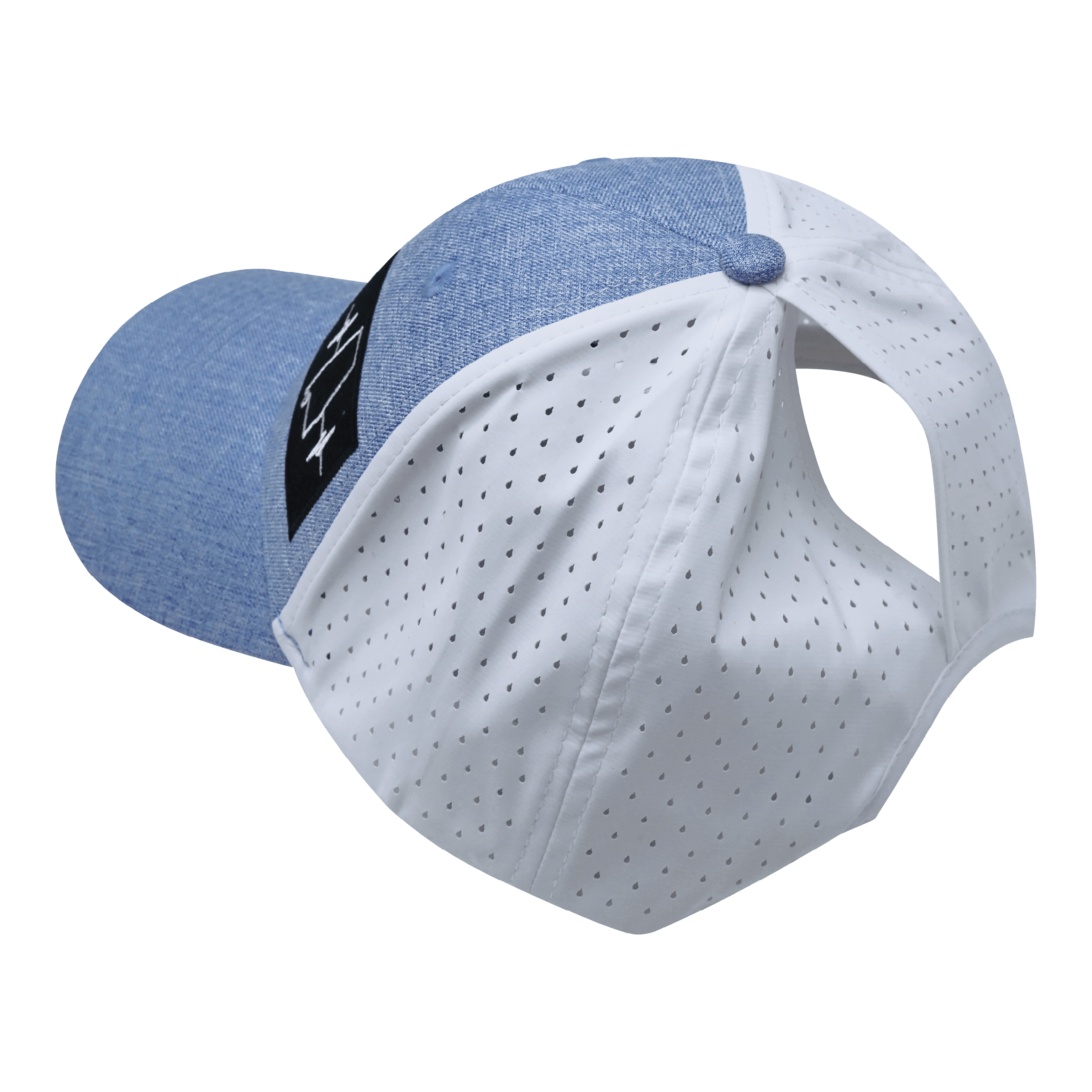 Alabama Hat - Low Profile - Ponytail - Light Blue / White - Laser Mesh