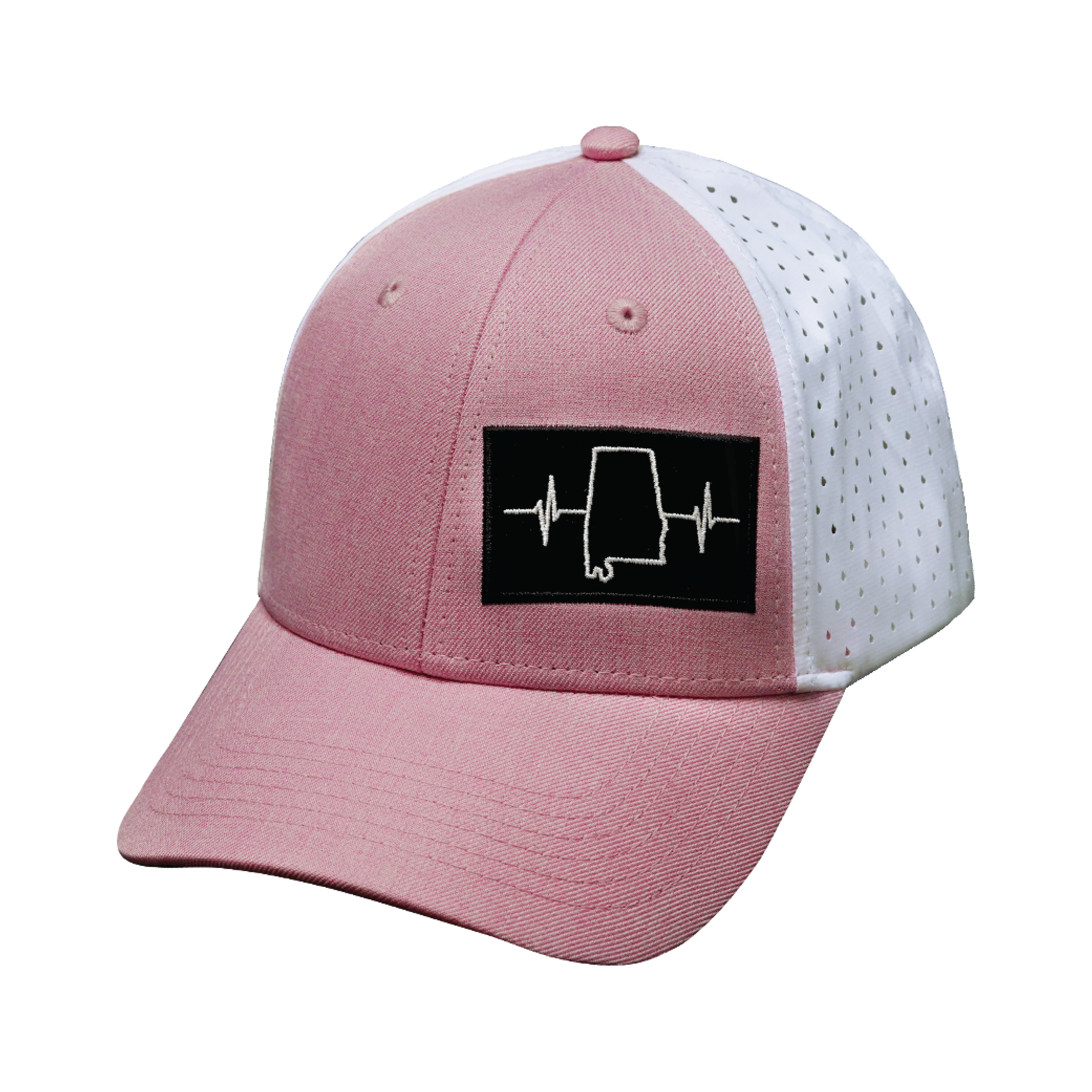 Alabama Hat - Low Profile - Ponytail - Pink / White - Laser Mesh