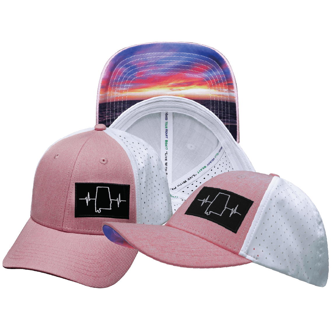 Alabama Hat - Low Profile - Ponytail - Pink / White - Laser Mesh