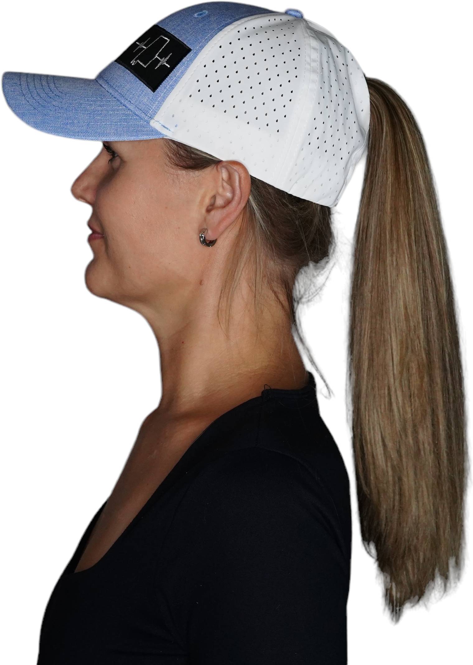 Alabama Hat - Low Profile - Ponytail - Light Blue / White - Laser Mesh