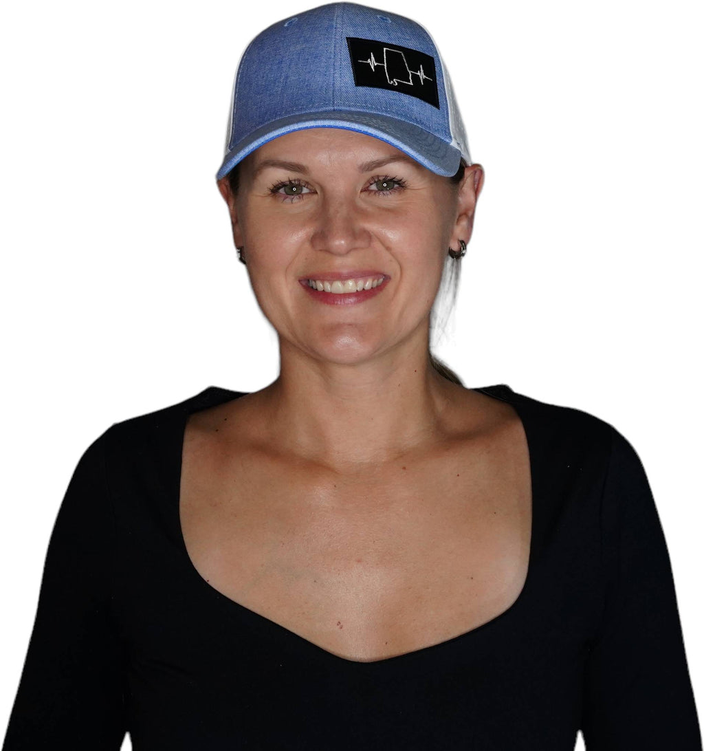 Alabama Hat - Low Profile - Ponytail - Light Blue / White - Laser Mesh