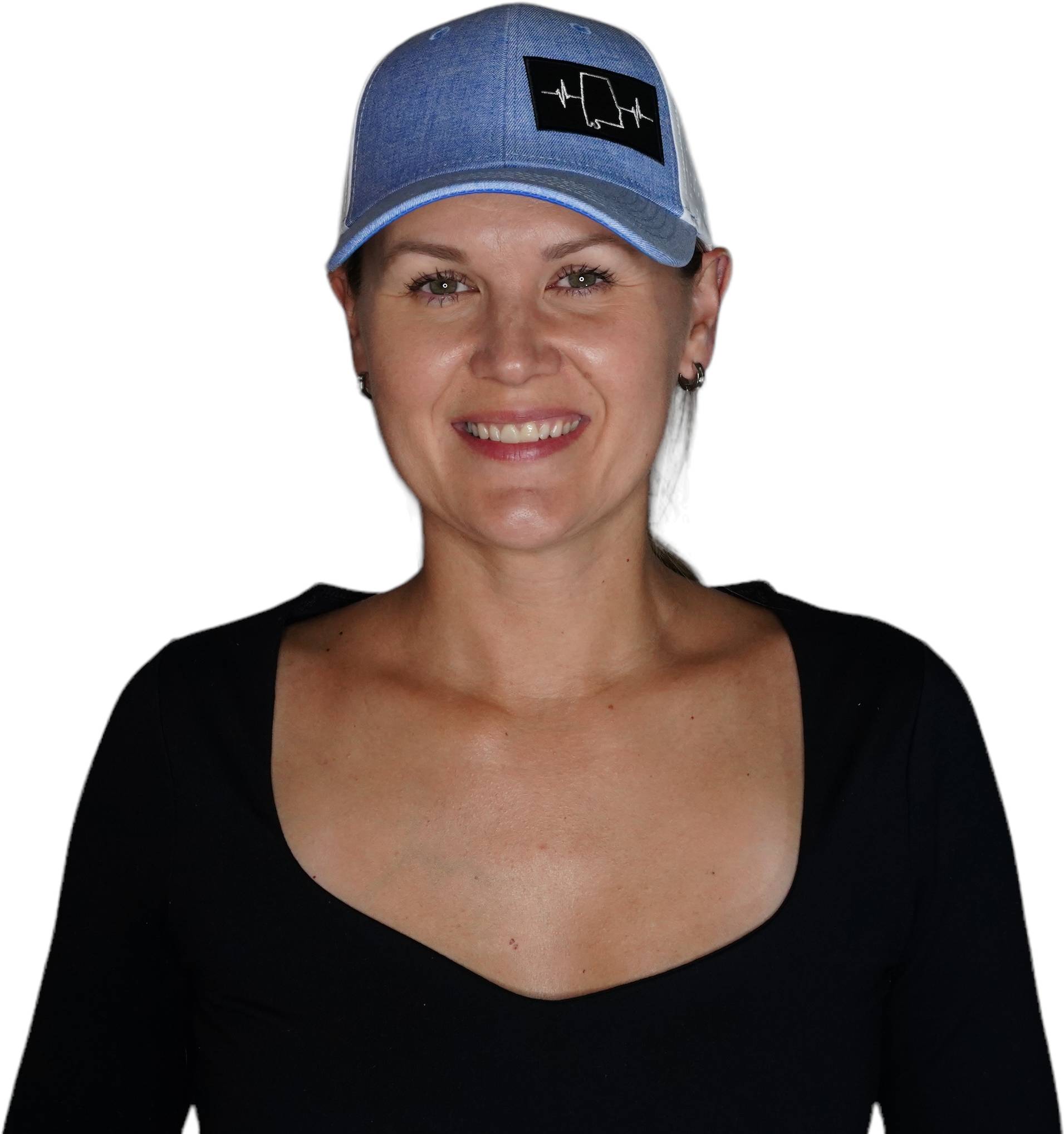 Alabama Hat - Low Profile - Ponytail - Light Blue / White - Laser Mesh